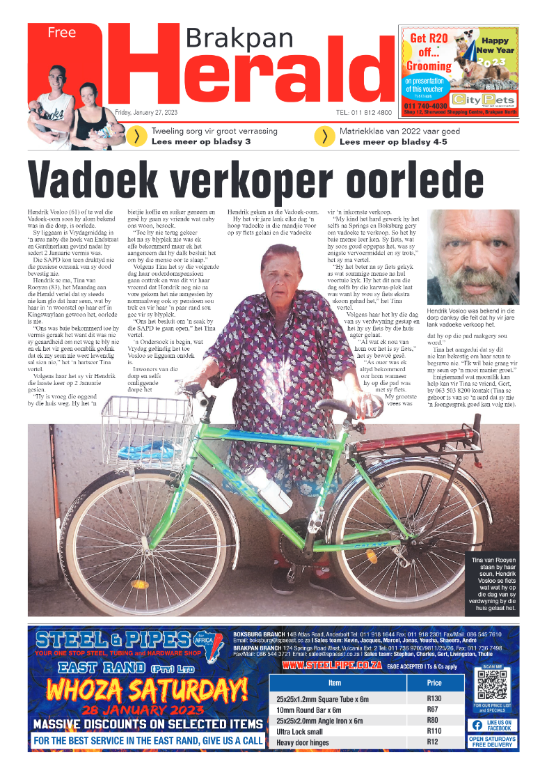 Brakpan Herald 27 January 2022 page 1