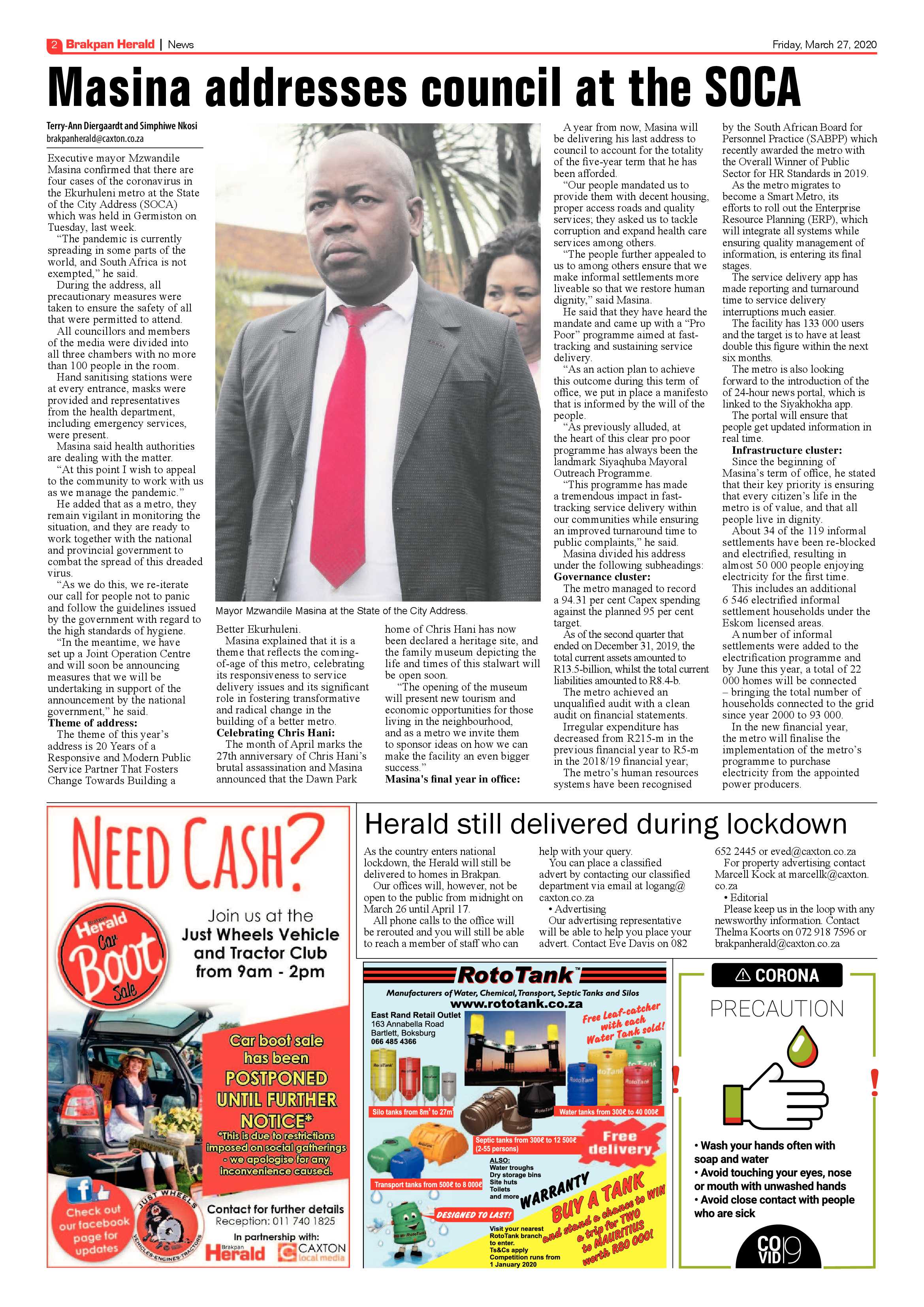 Brakpan Herald 27 March 2020 page 2