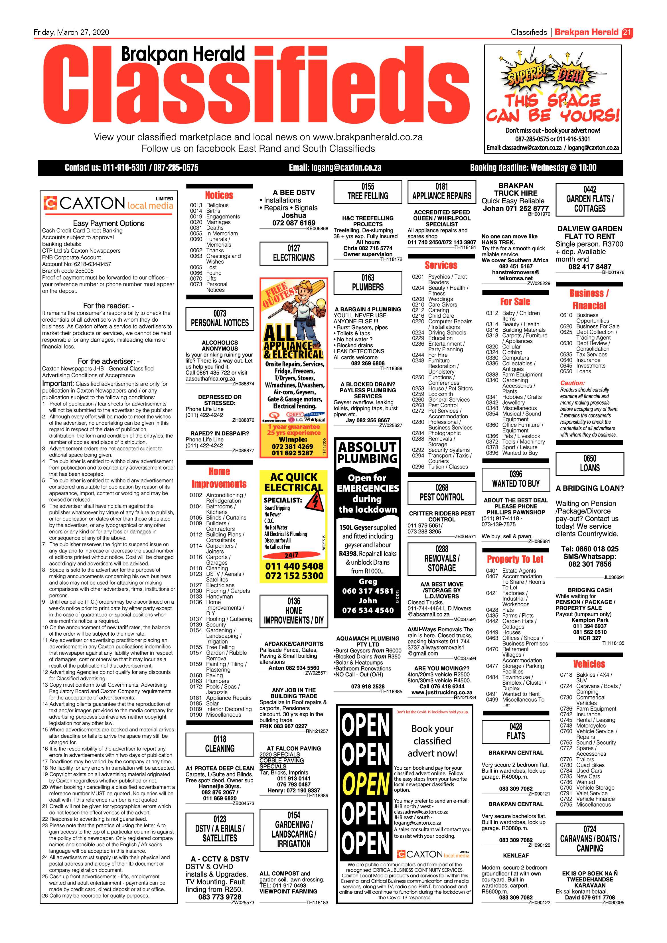 Brakpan Herald 27 March 2020 page 21