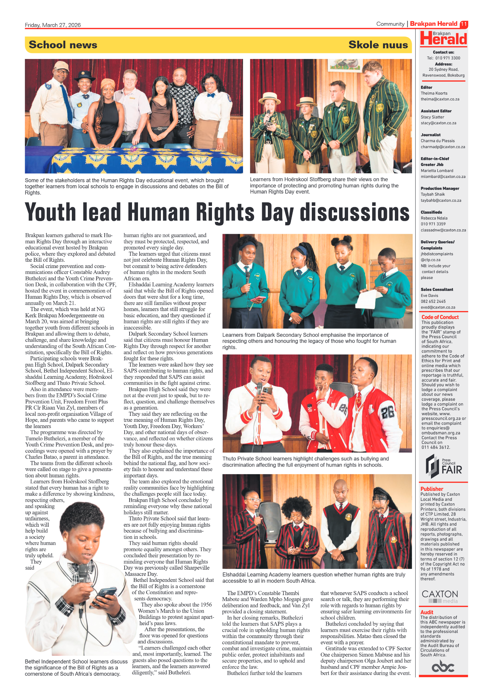 Brakpan Herald 27 March 2026 page 11