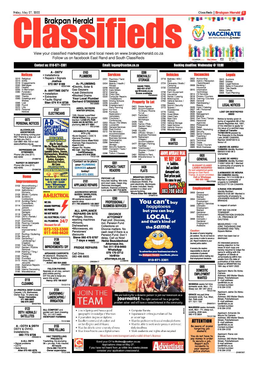 Brakpan Herald 27 May 2022 page 9