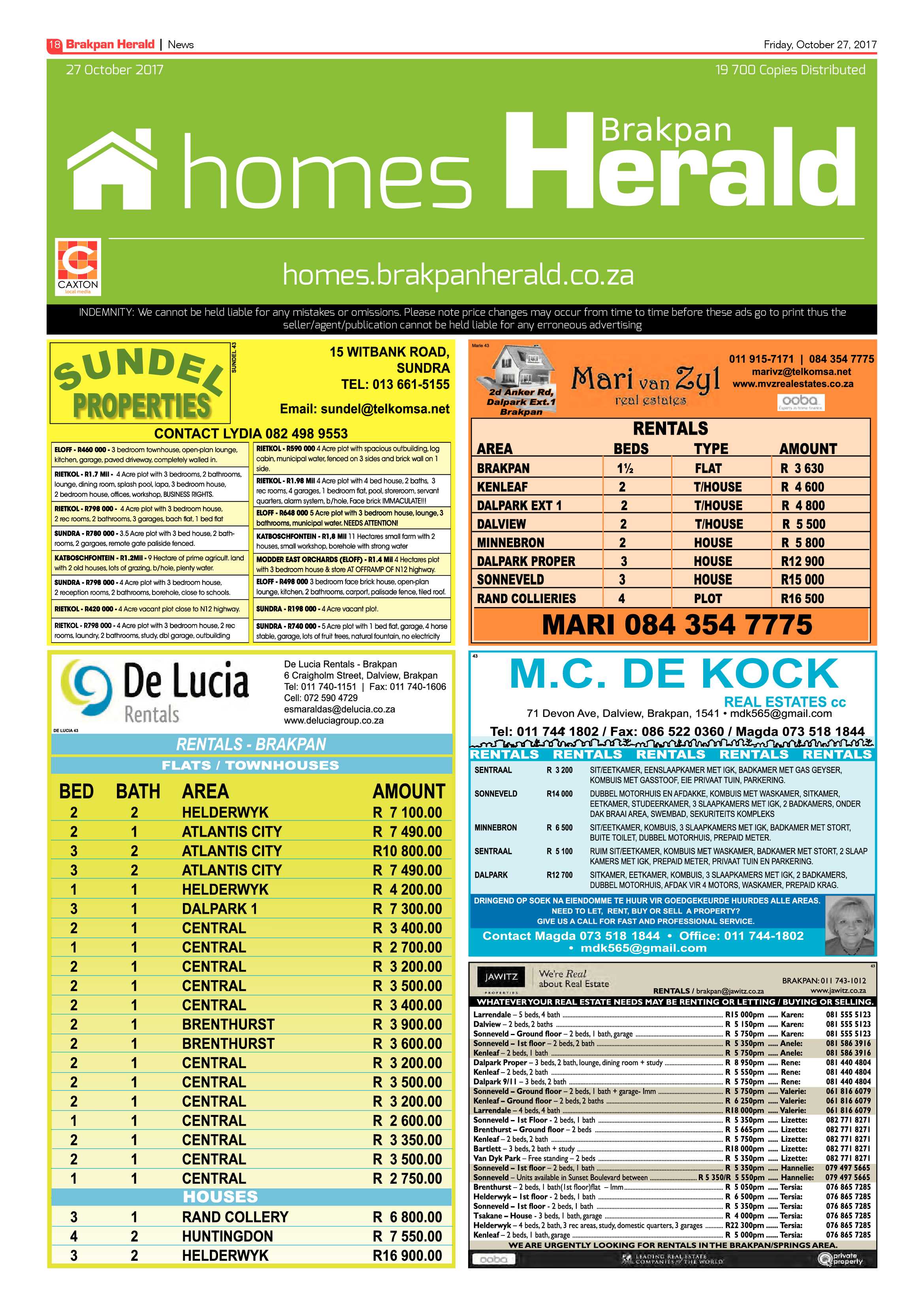 Brakpan Herald 27 October 2017 page 20
