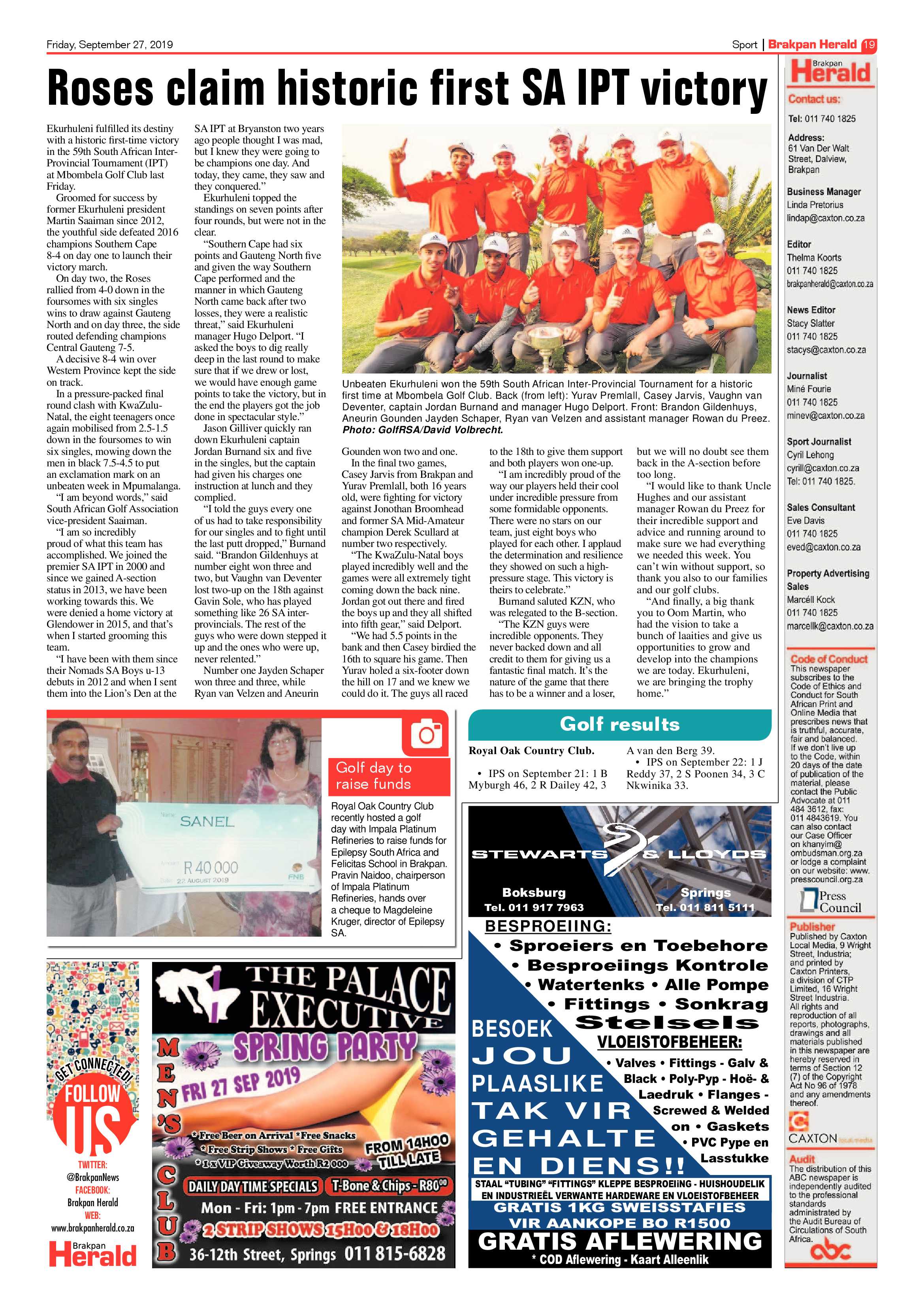 Brakpan Herald 27 September 2019 page 19