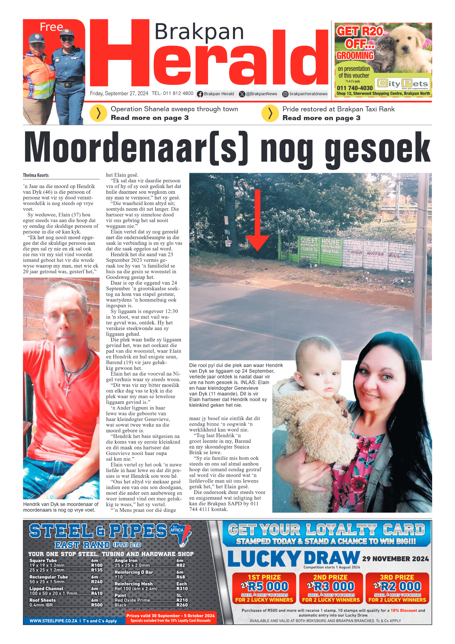 Brakpan Herald 27 September 2024 page 1