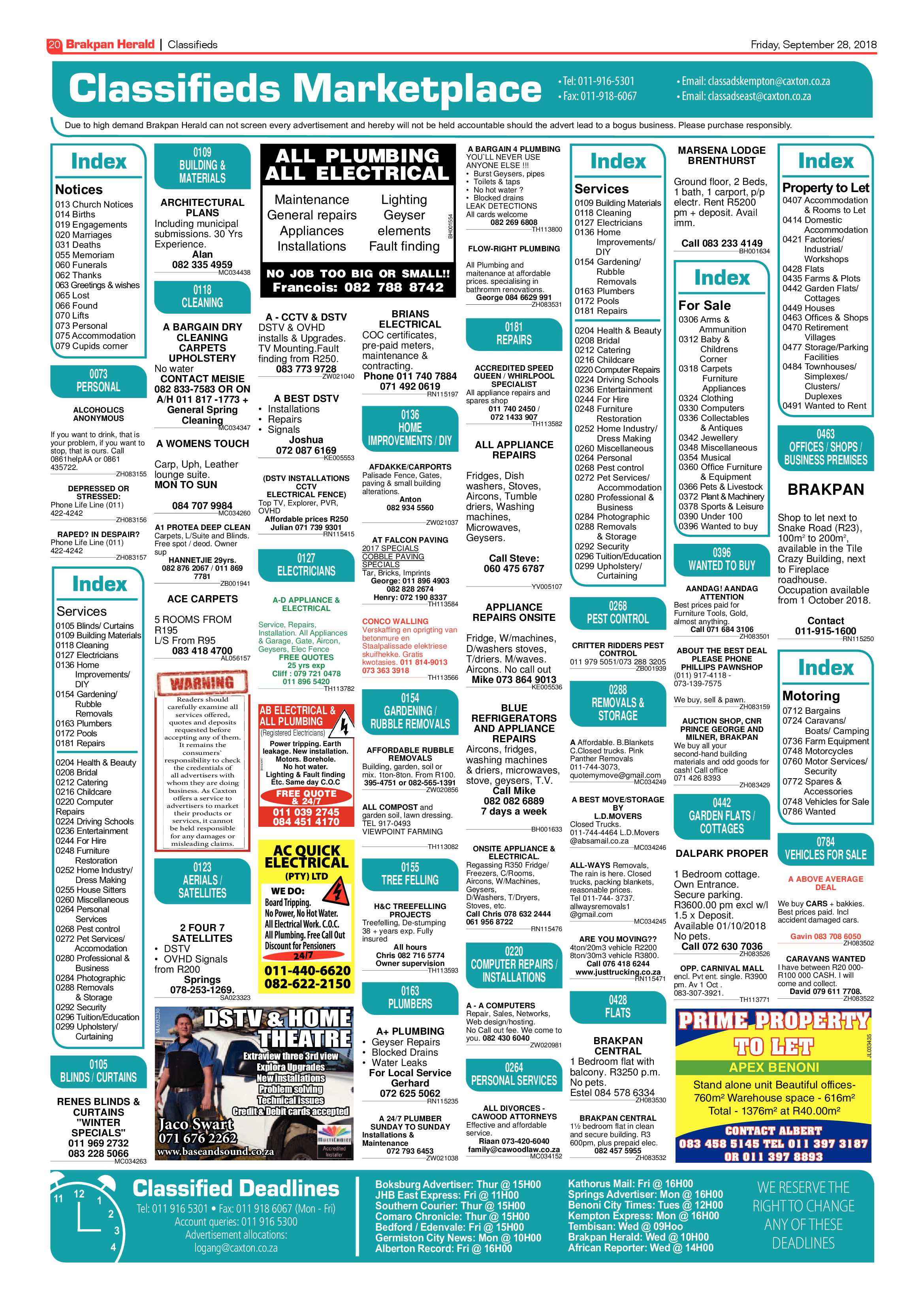 Brakpan Herald 28 September 2018 page 20
