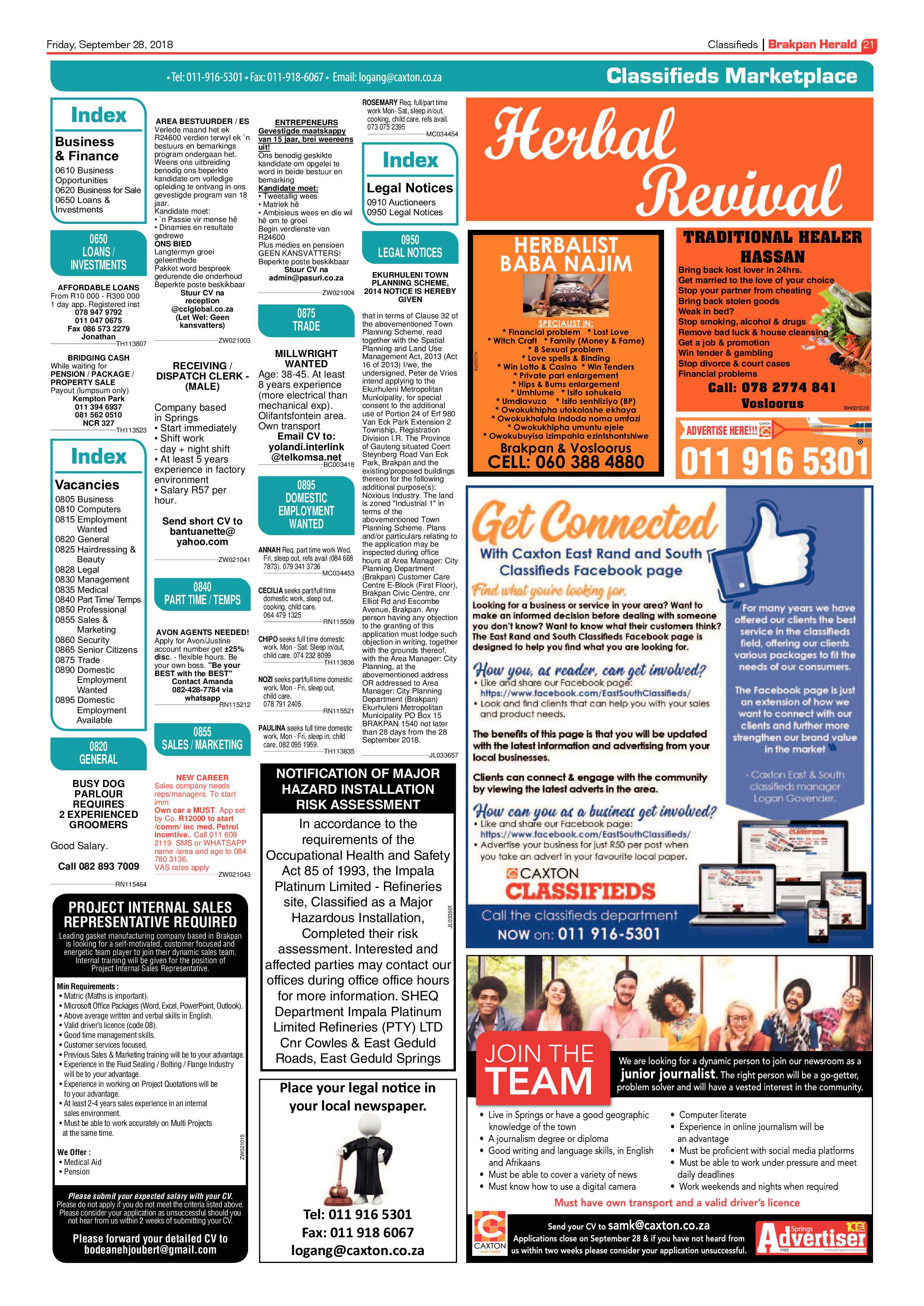 Brakpan Herald 28 September 2018 page 21