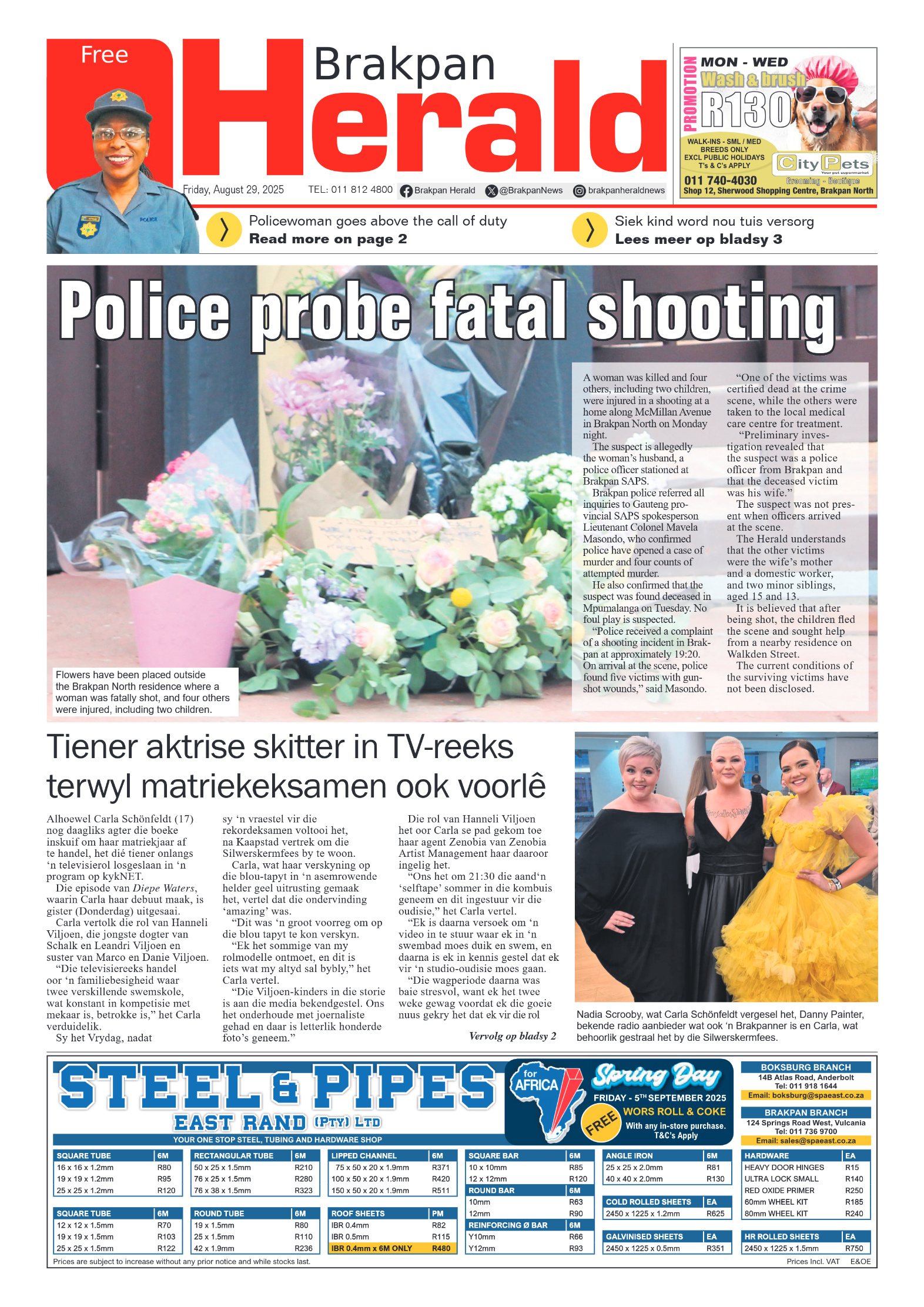 Brakpan Herald 29 August 2025 page 1