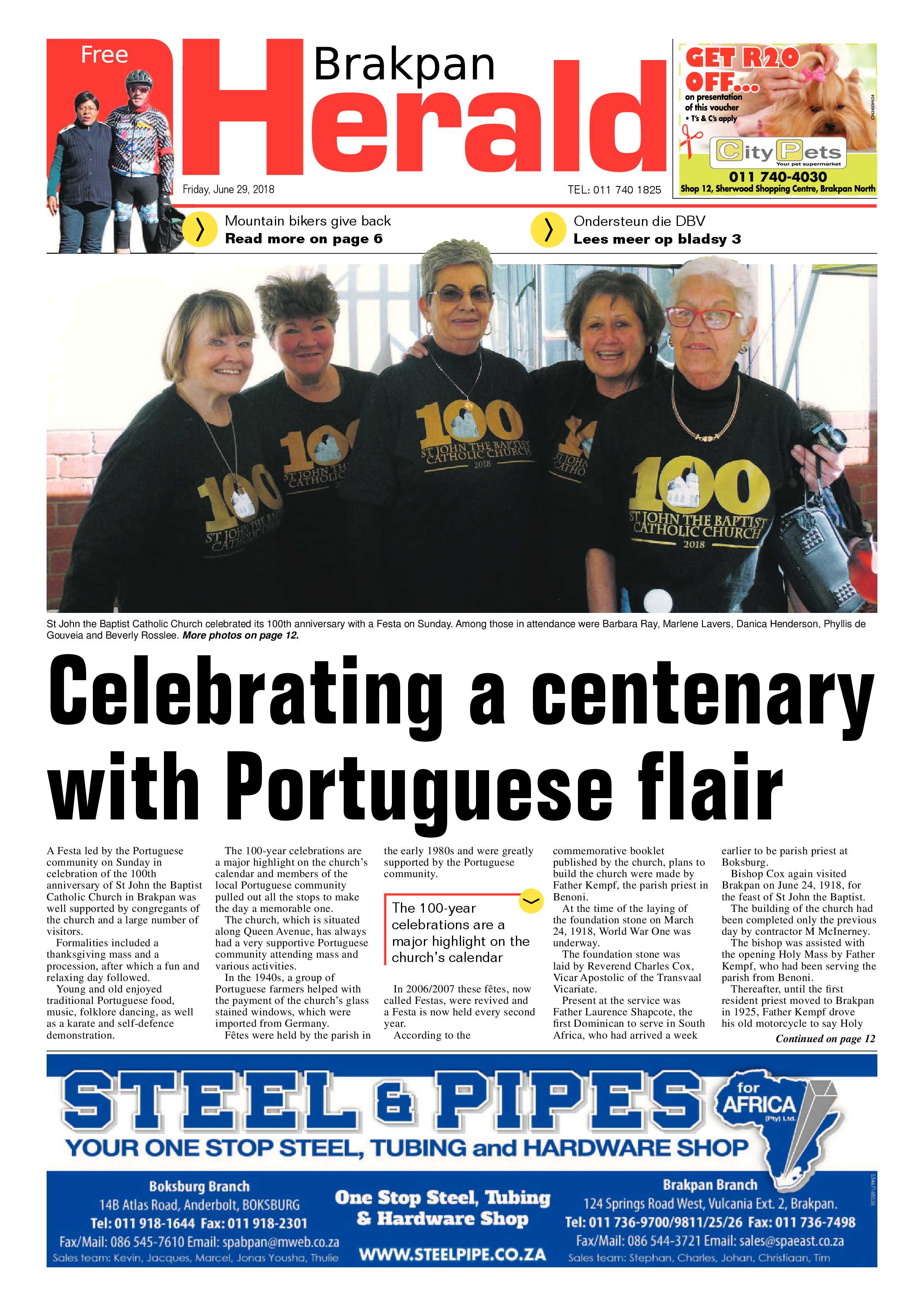 Brakpan Herald 29 June 2018 page 1