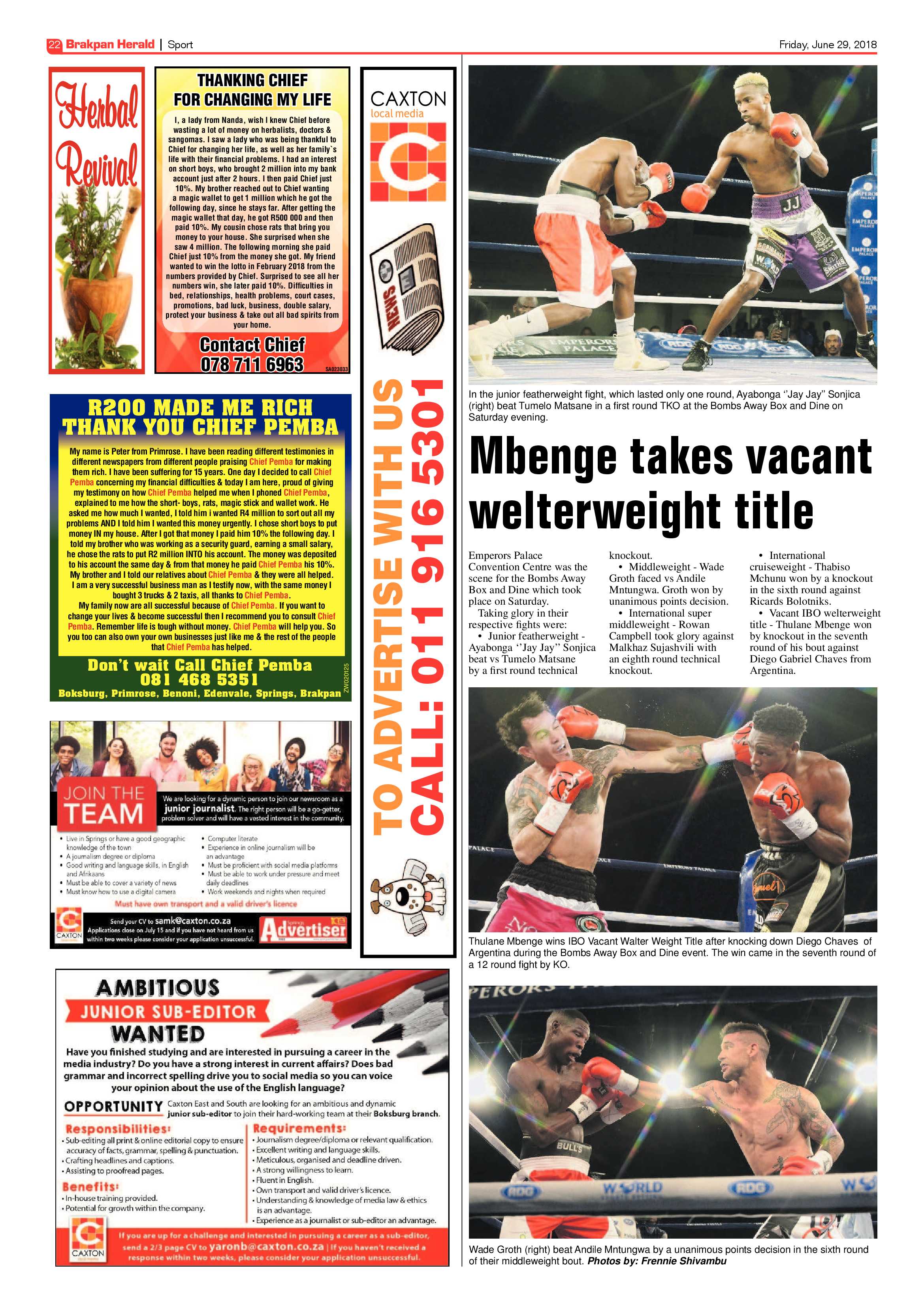 Brakpan Herald 29 June 2018 page 22
