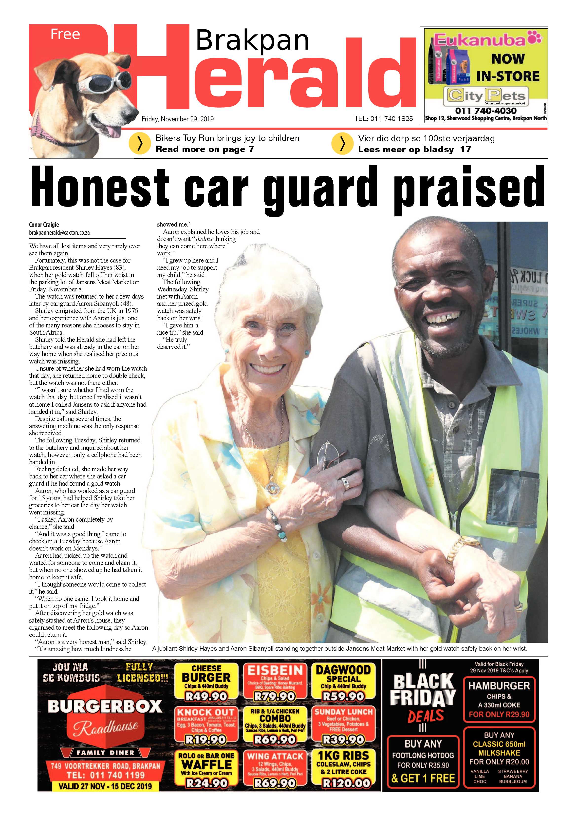 Brakpan Herald 29 November 2019 page 1