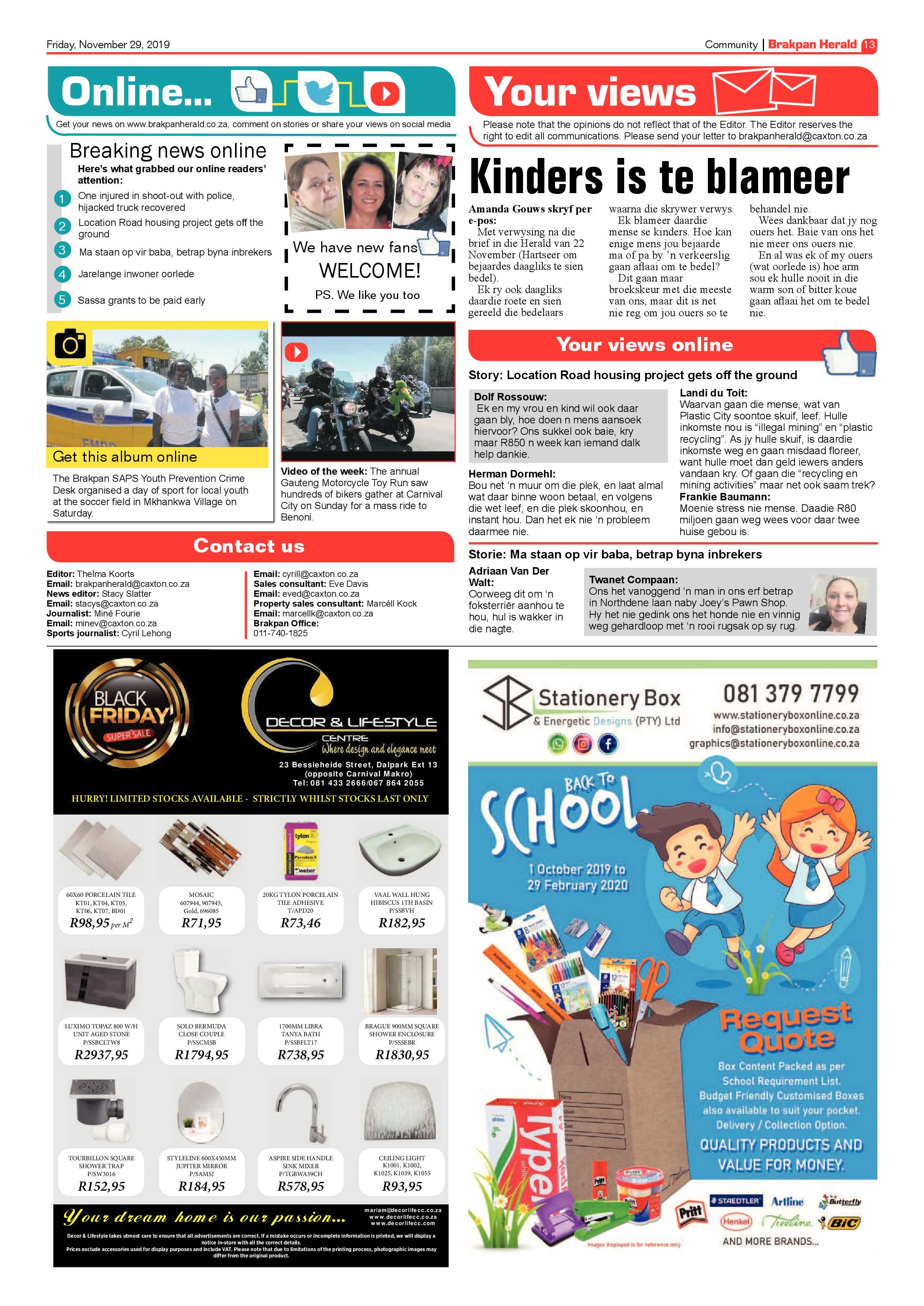 Brakpan Herald 29 November 2019 page 13