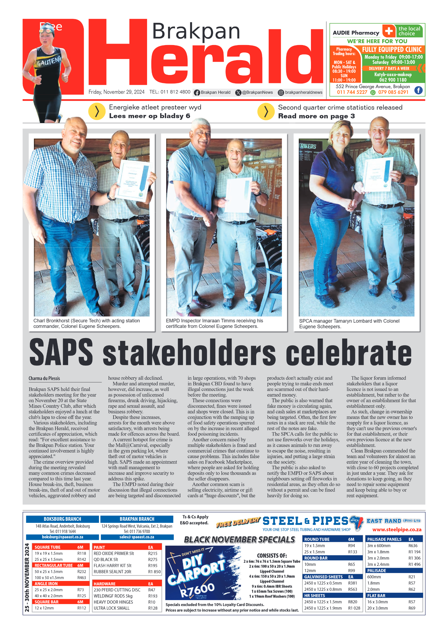 Brakpan Herald 29 November 2024 page 1