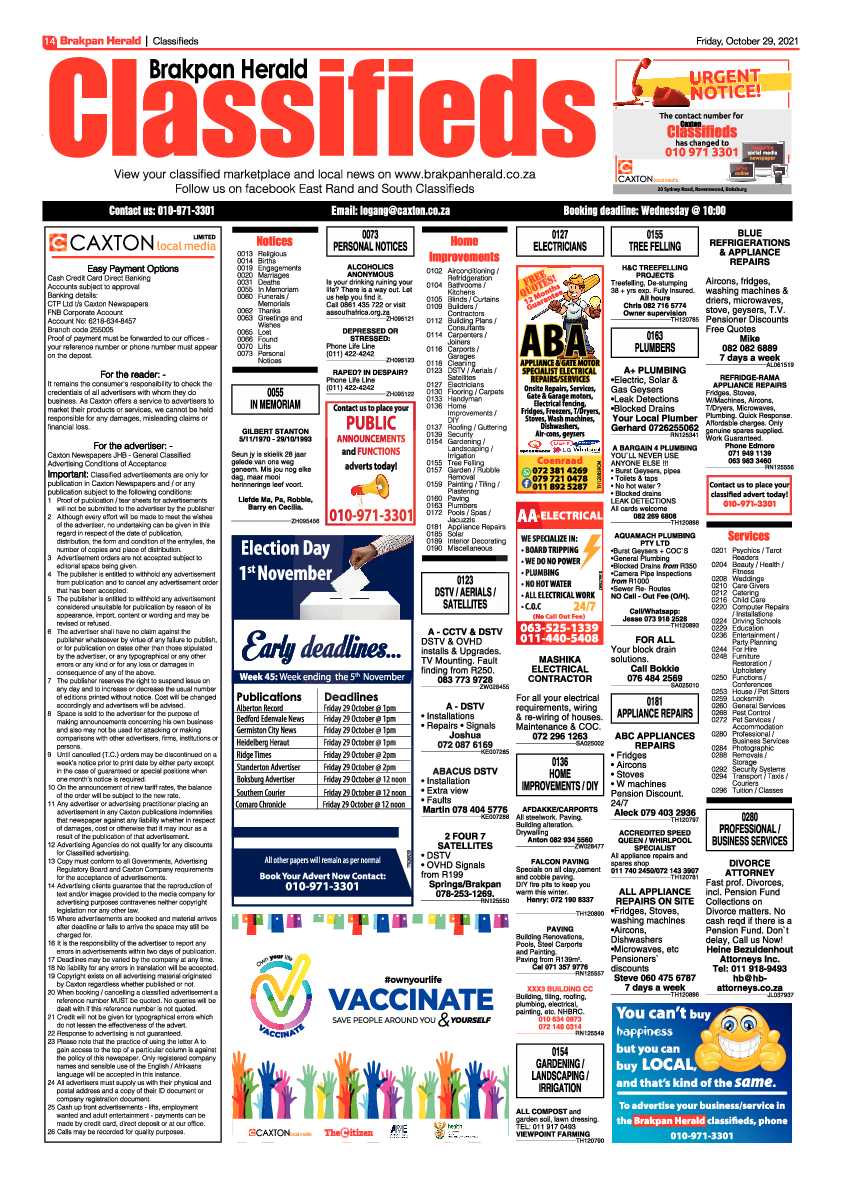 Brakpan Herald 29 October 2021 page 16