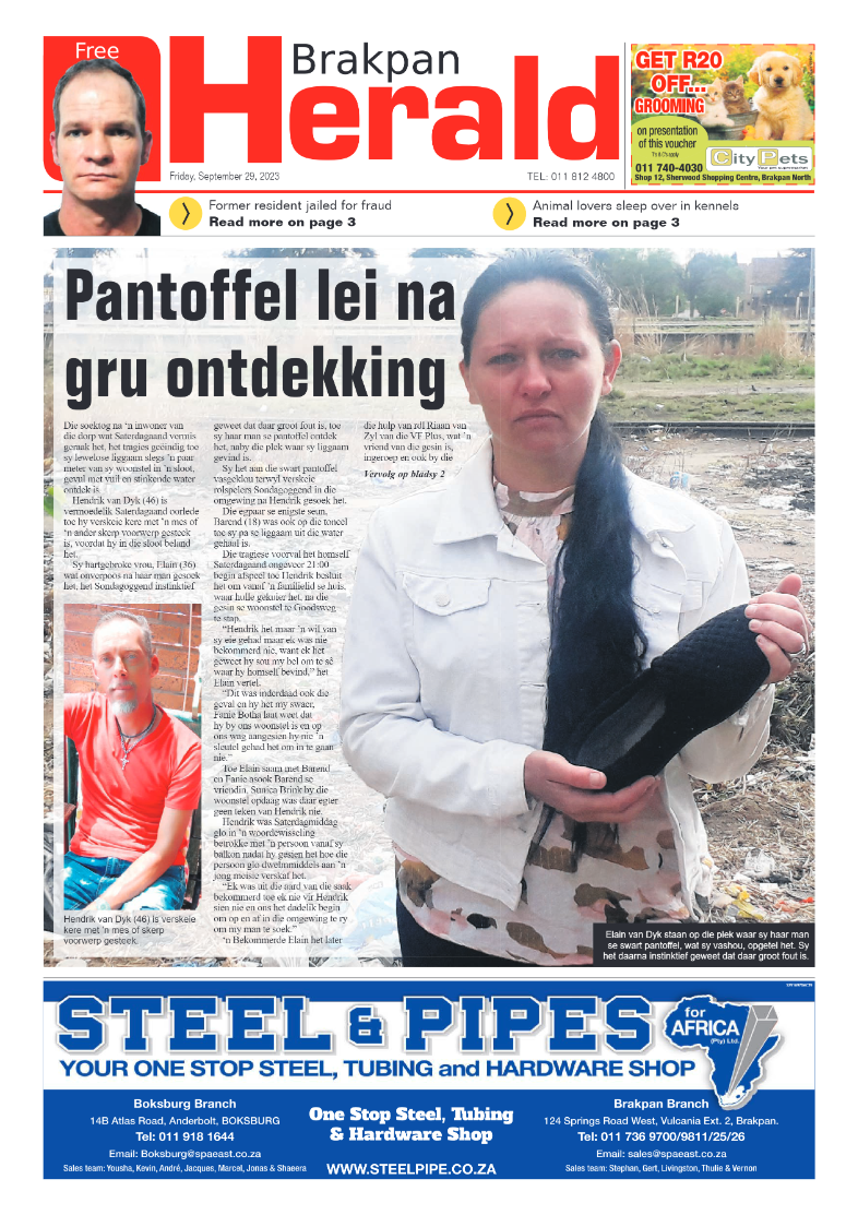 Brakpan Herald 29 September 2023 page 1