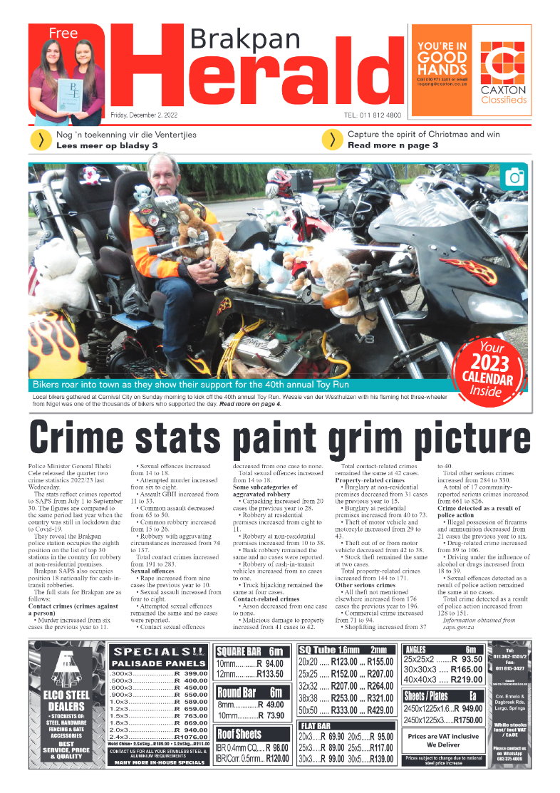 Brakpan Herald 2 Dec 2022 page 1