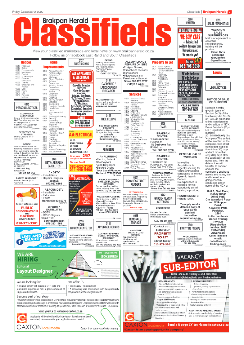 Brakpan Herald 2 Dec 2022 page 7