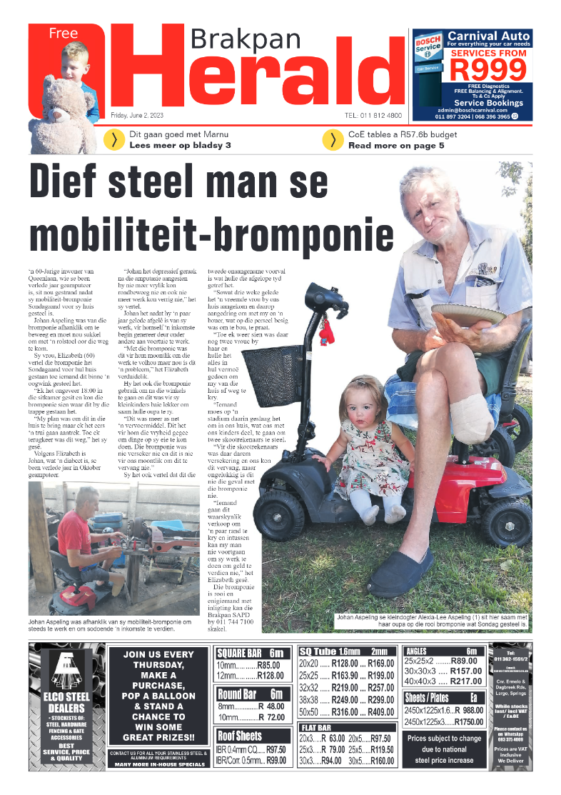 Brakpan Herald 2 June 2022 page 1