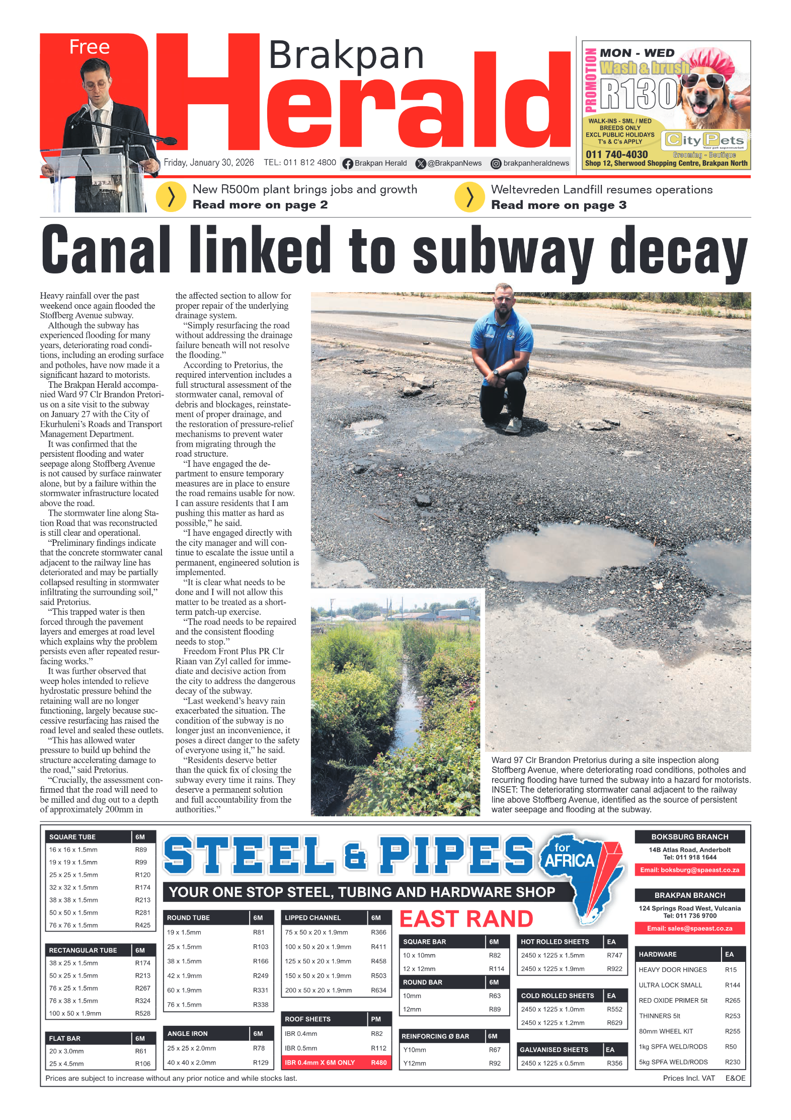 Brakpan Herald 30 January 2026 page 1