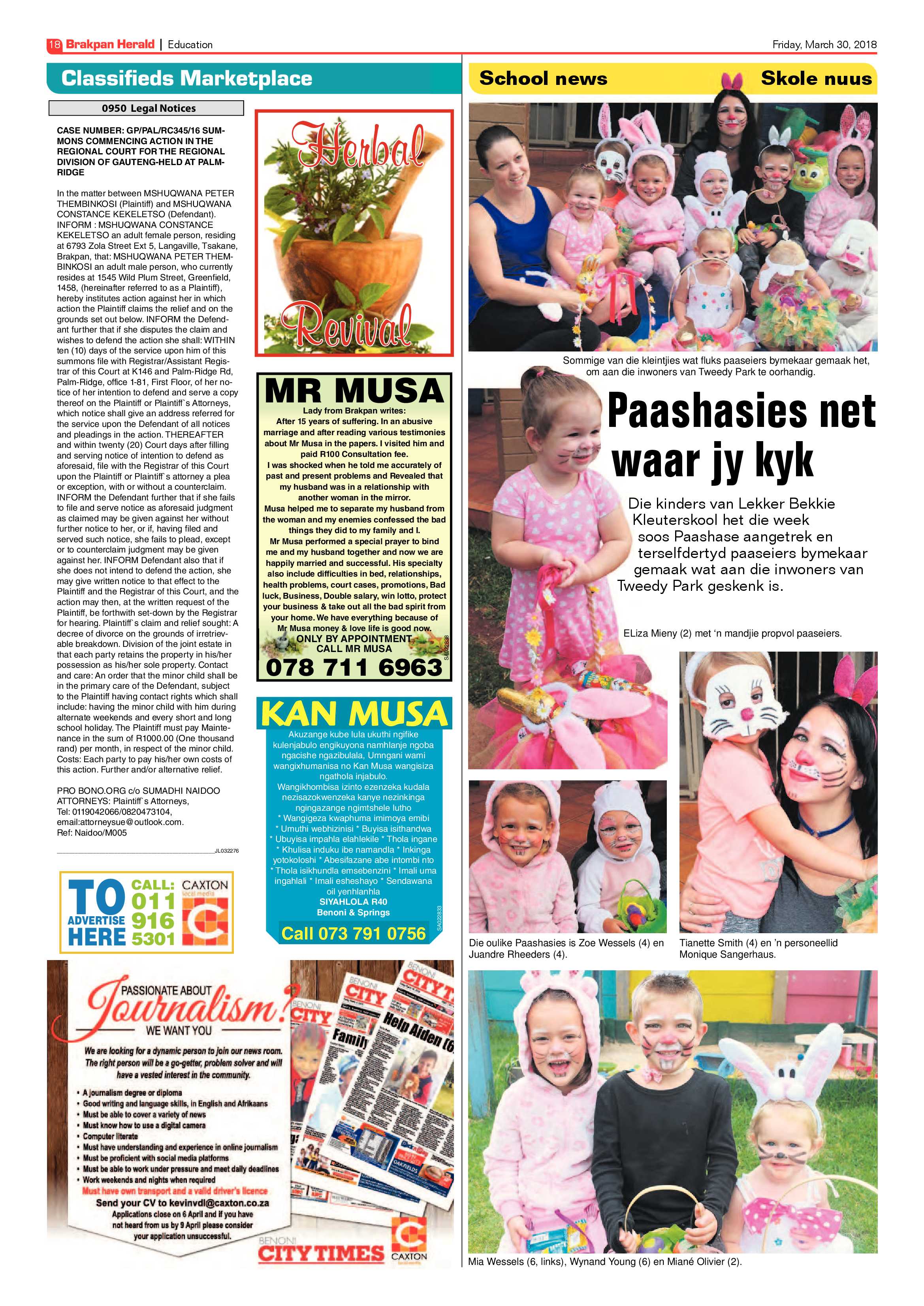 Brakpan Herald 30 March 2018 page 18