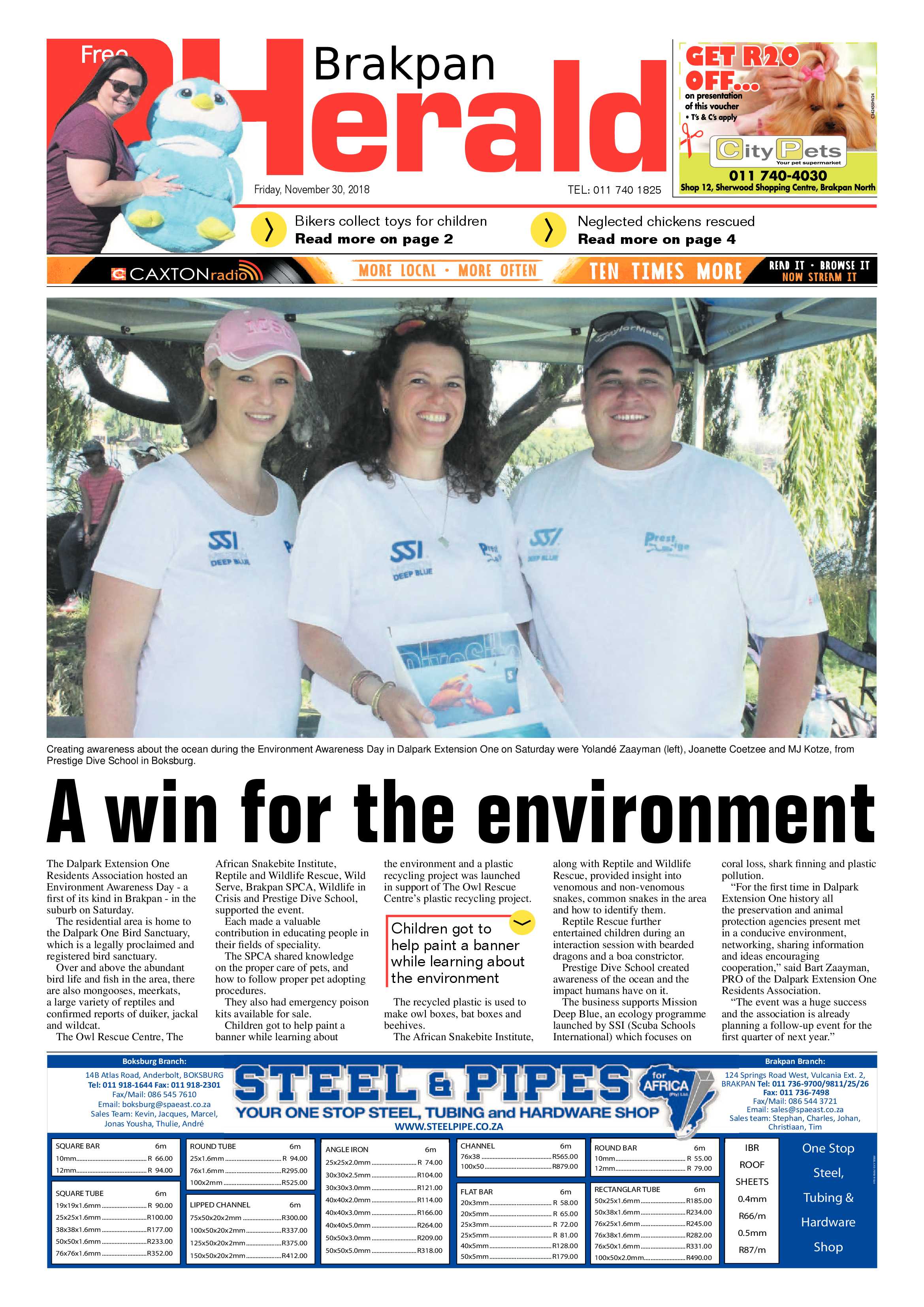 Brakpan Herald 30 November 2018 page 1