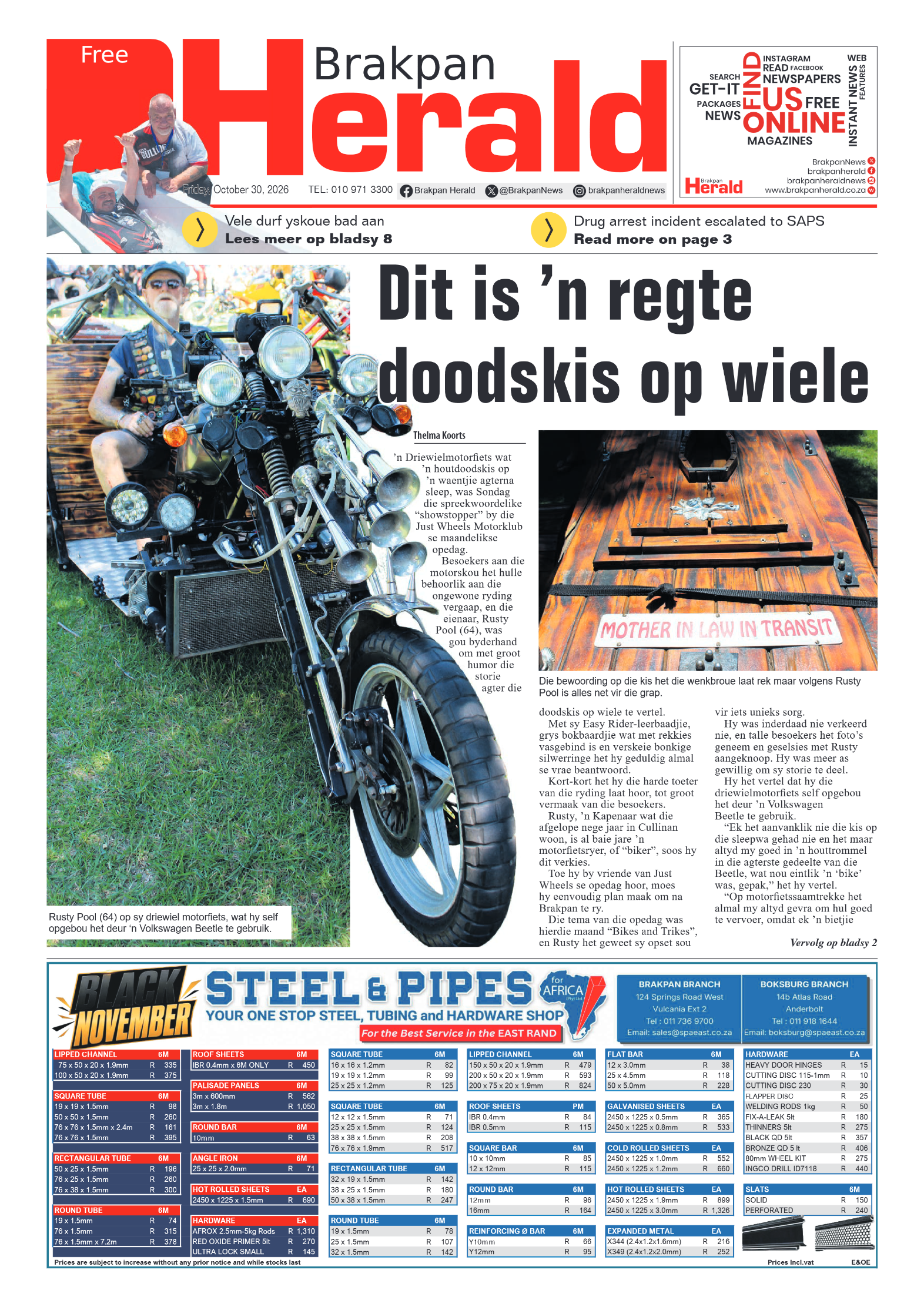 Brakpan Herald 30 October 2026 page 1