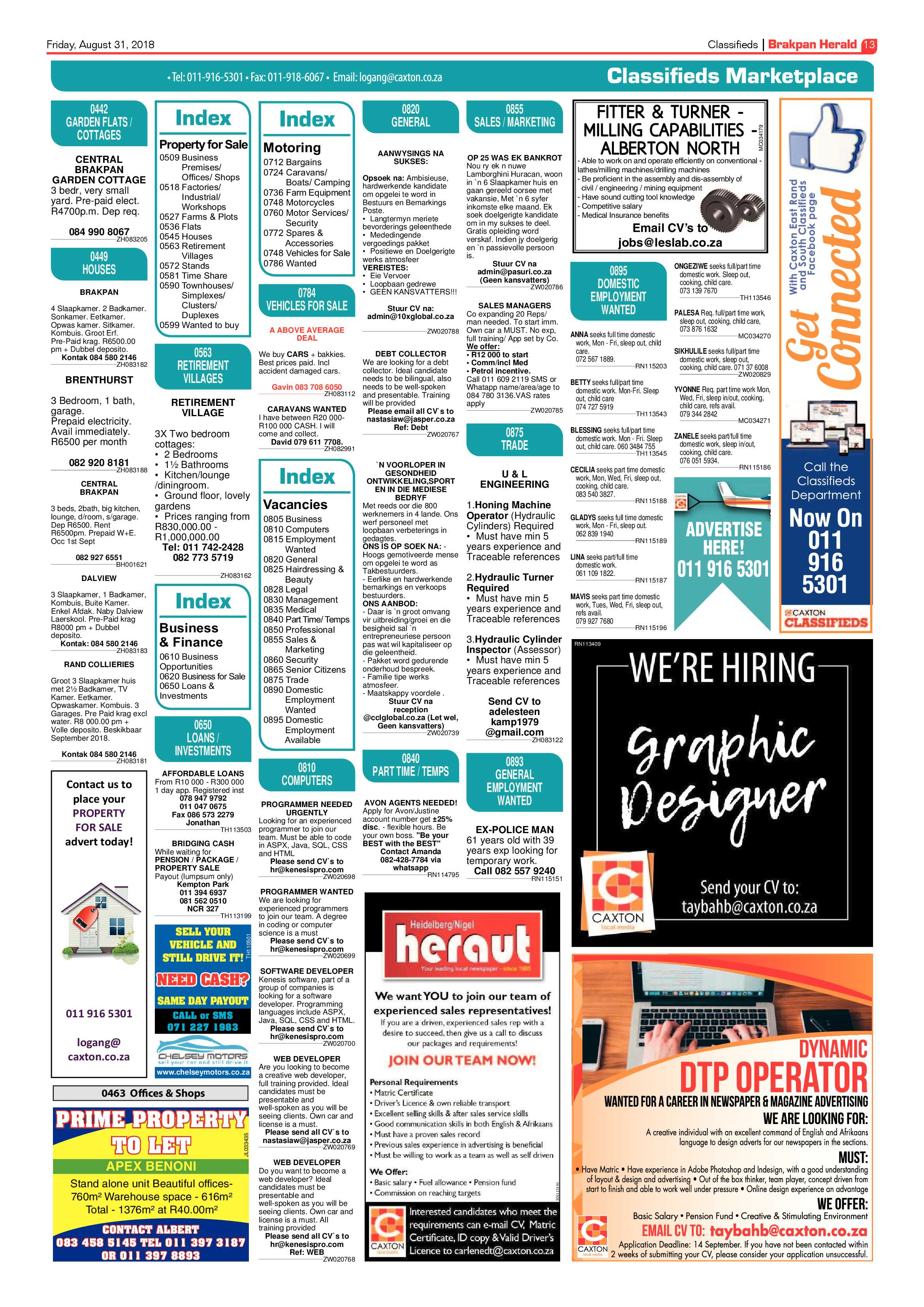 Brakpan Herald 31 August 2018 page 13
