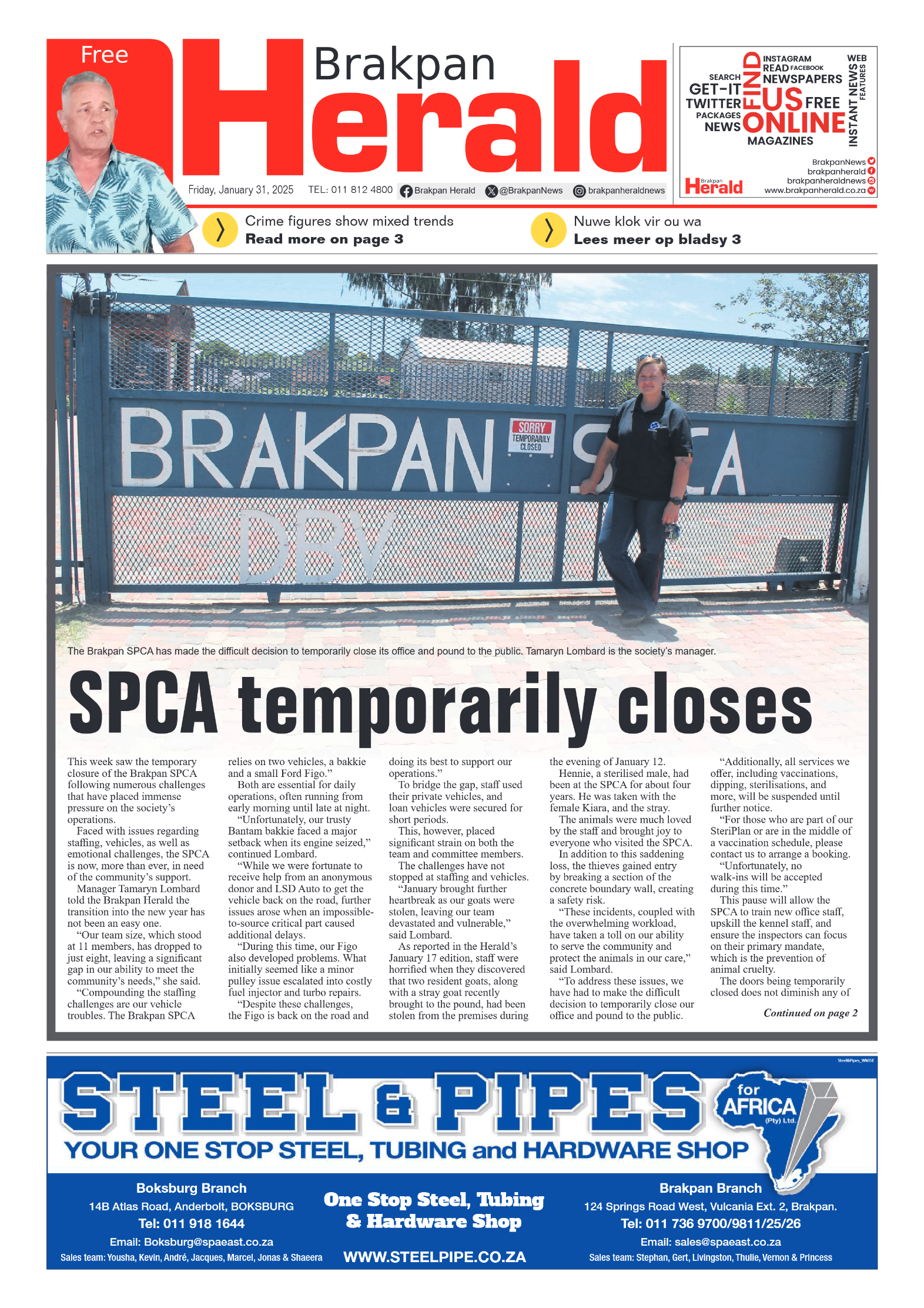 Brakpan Herald 31 January 2025 page 1