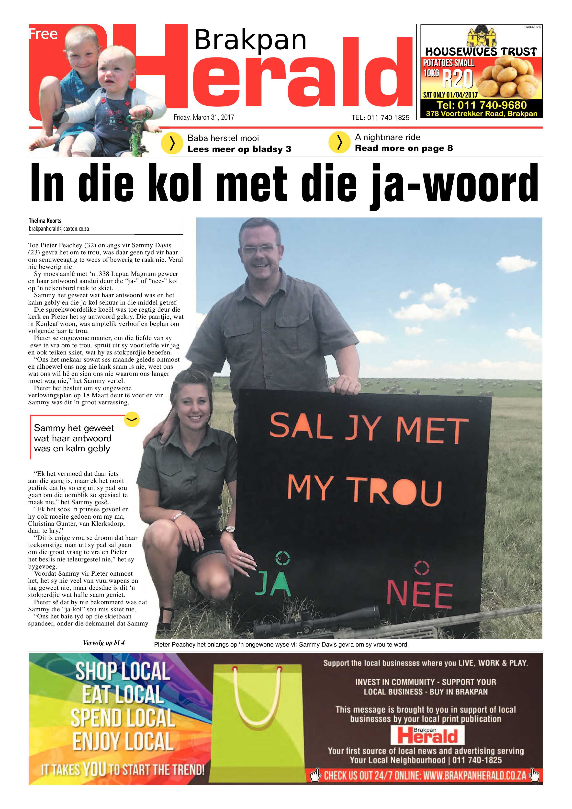 Brakpan Herald 31 March 2017 page 1