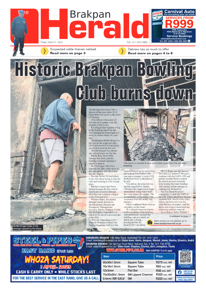 Brakpan Herald 31 March 2022 page 1