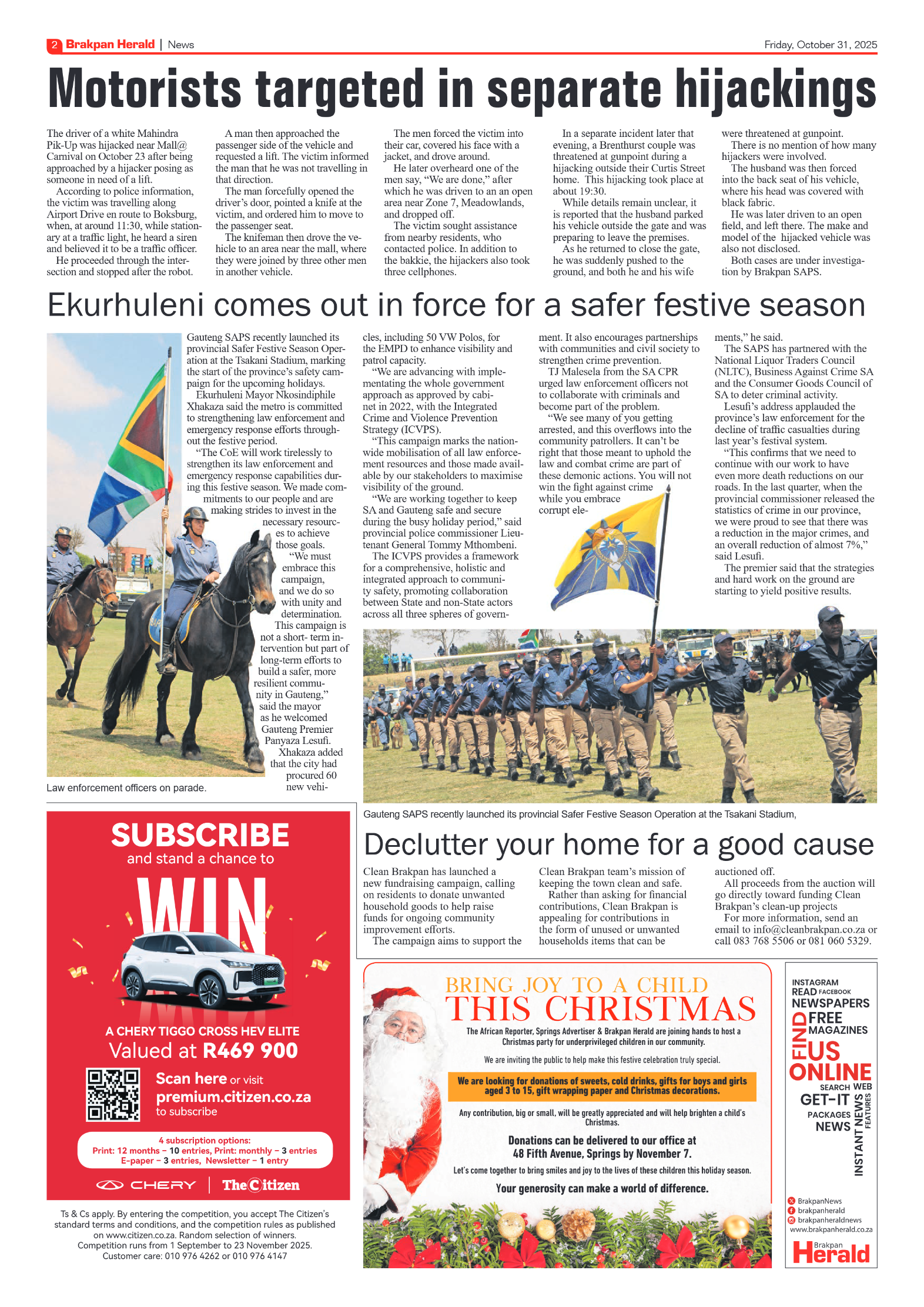 Brakpan Herald 31 October 2025 page 2