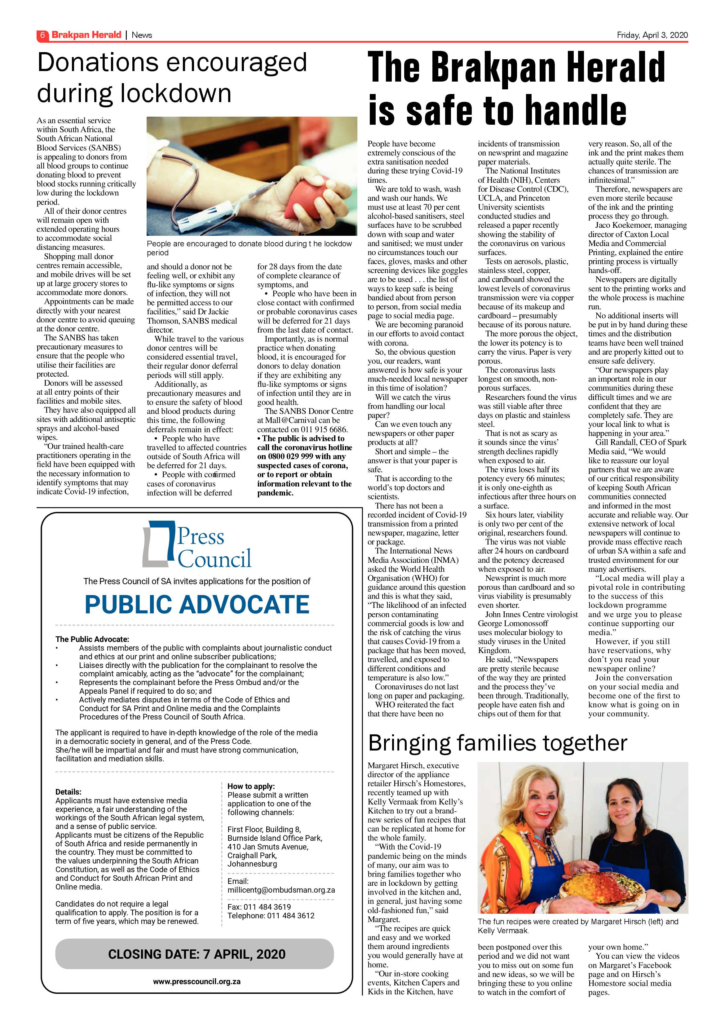 Brakpan Herald 3 April 2020 page 6