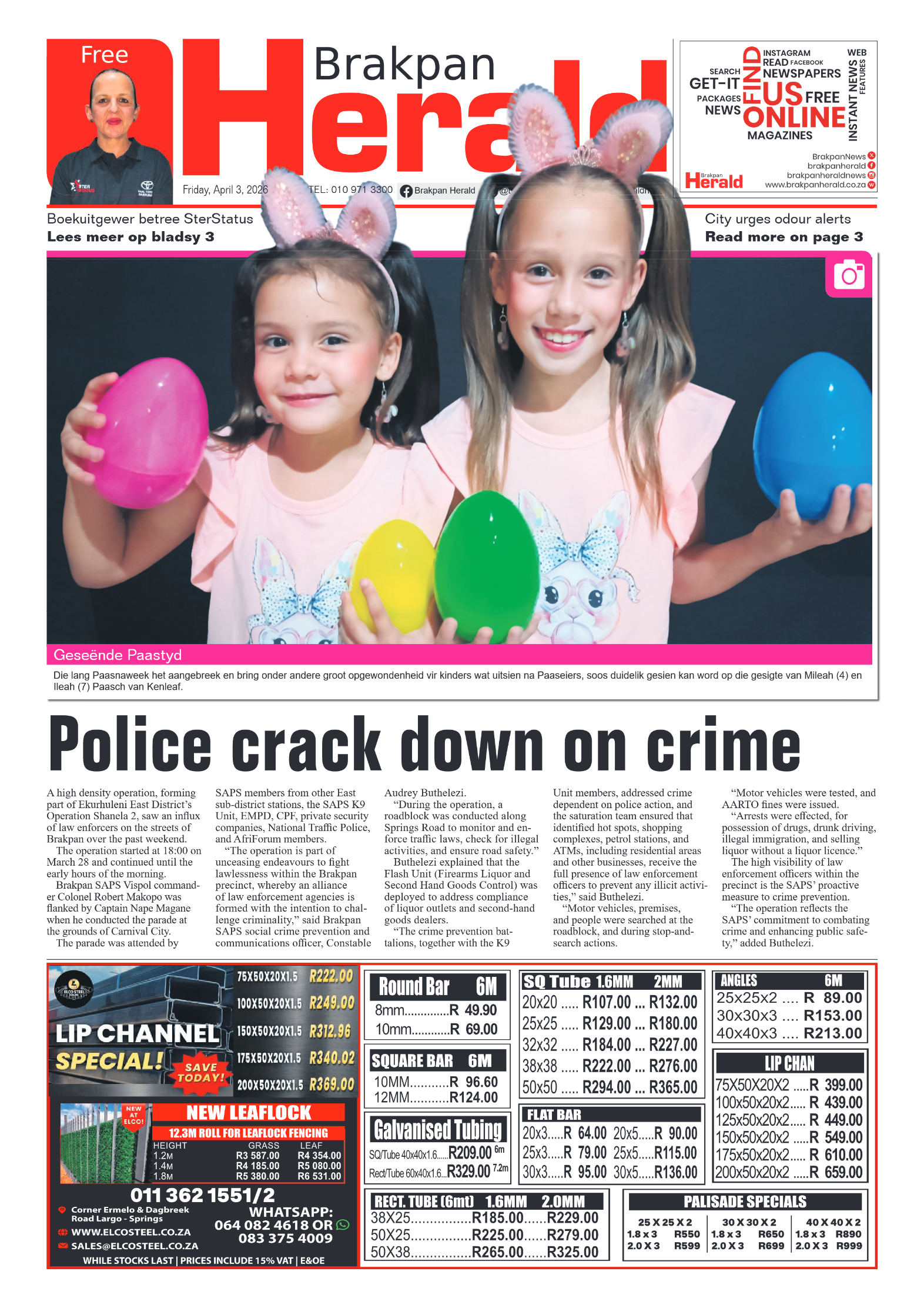 Brakpan Herald 3 April 2026 page 1