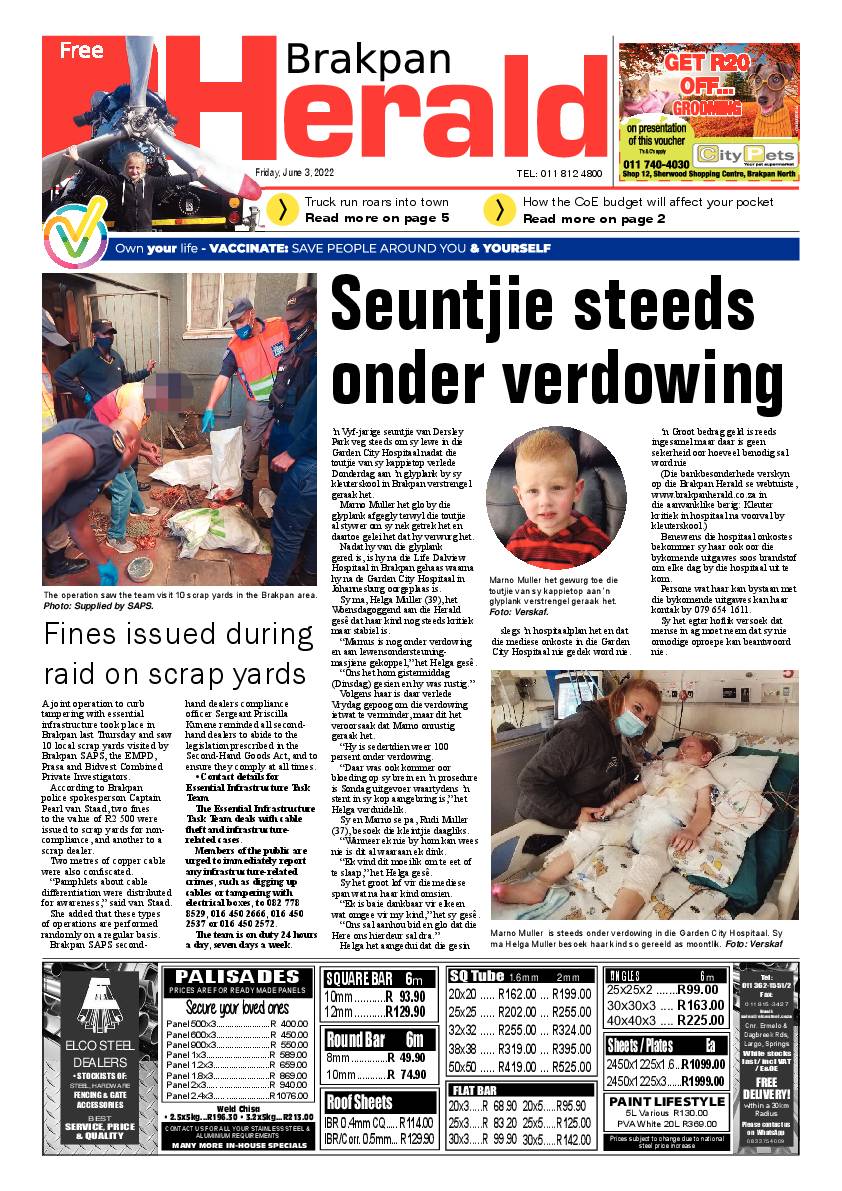 Brakpan Herald 3 June 2022 page 1