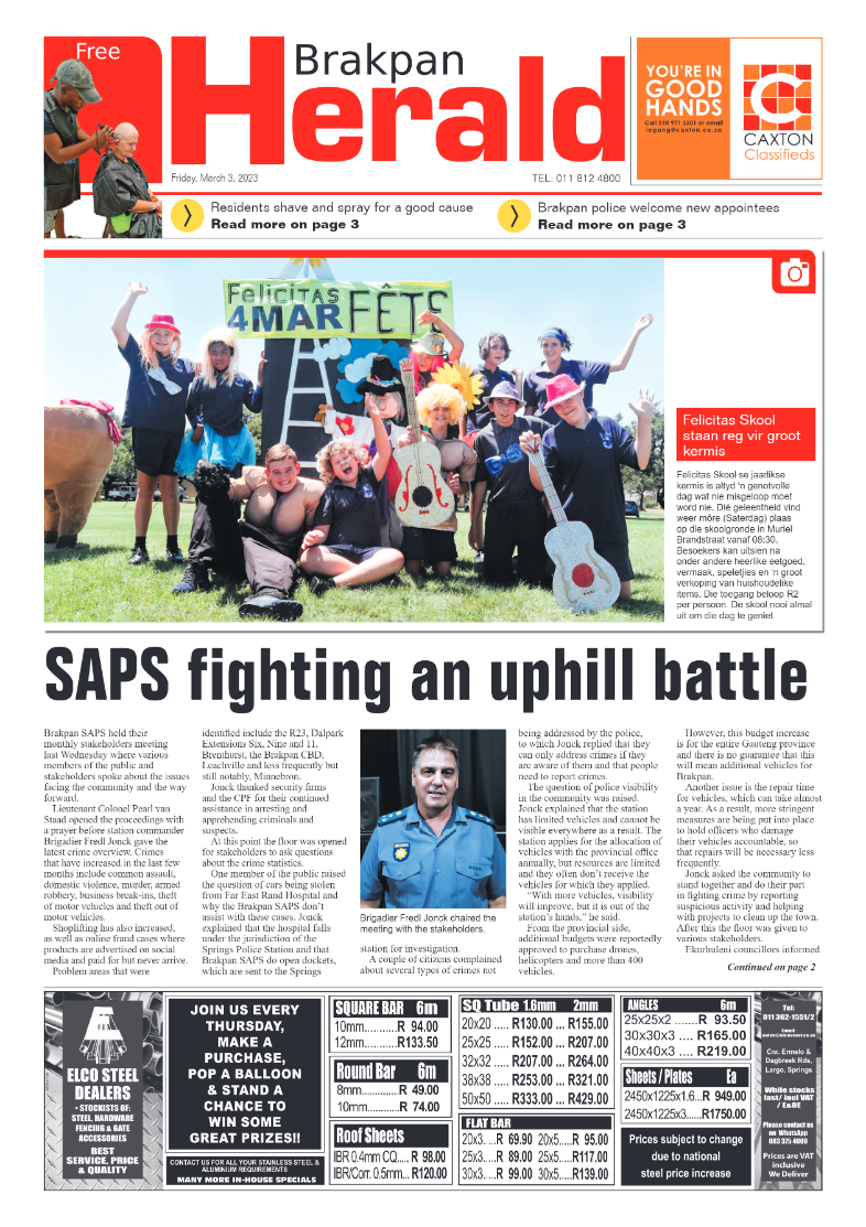 Brakpan Herald 3 March 2022 page 1
