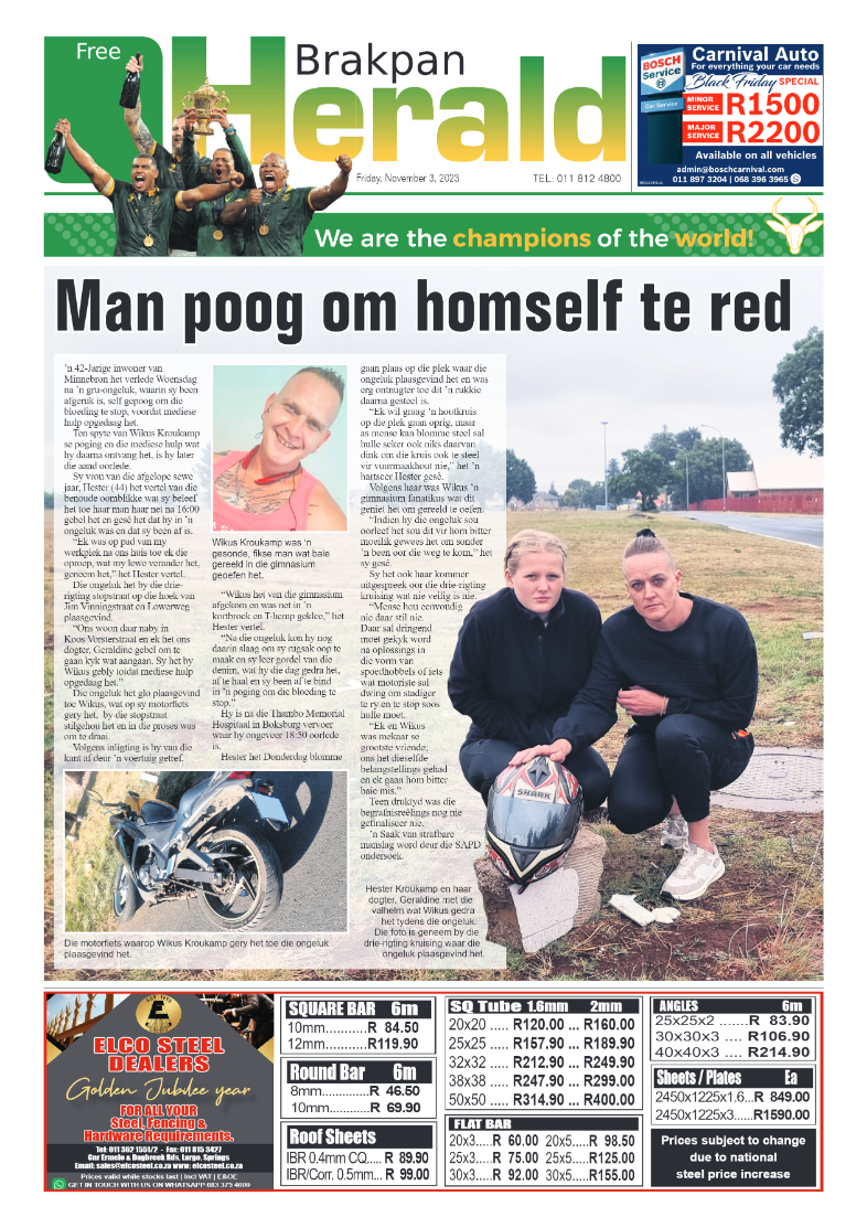 Brakpan Herald 3 November 2023 page 1