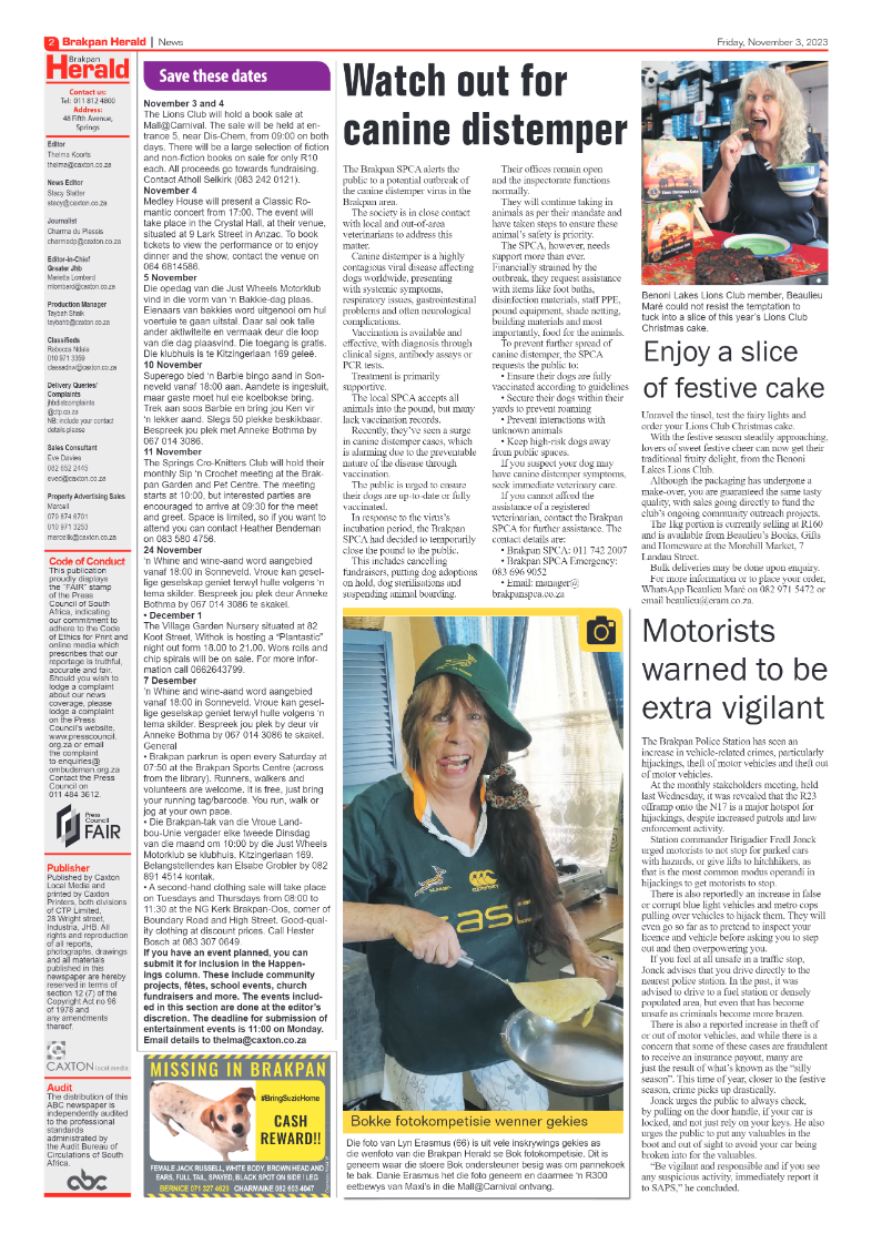 Brakpan Herald 3 November 2023 page 2