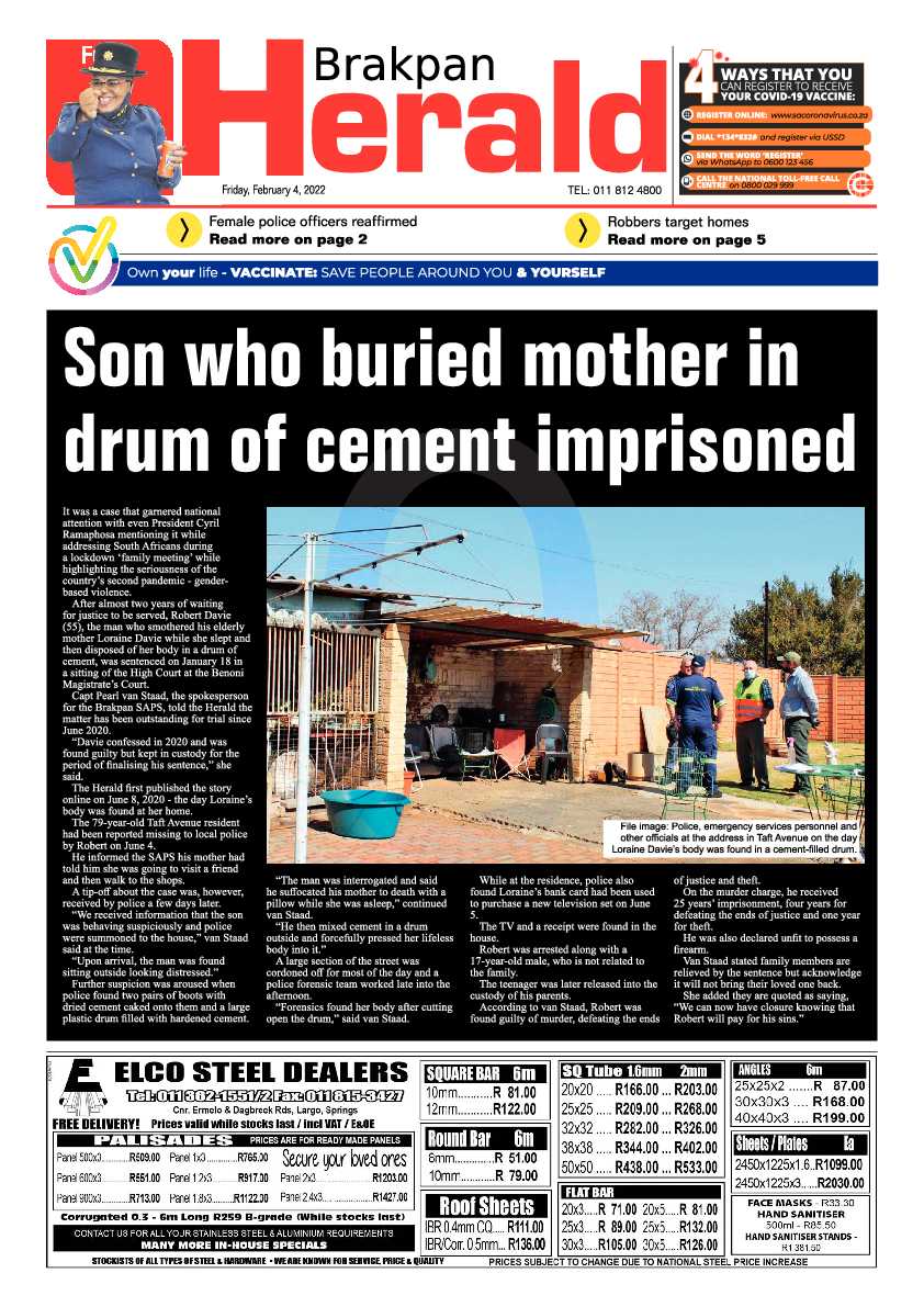 Brakpan Herald 4 February 2022 page 1