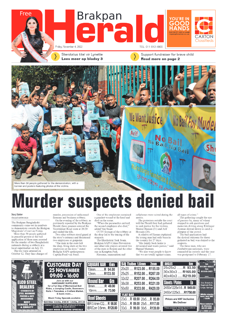 Brakpan Herald 4 Nov 2022 page 1