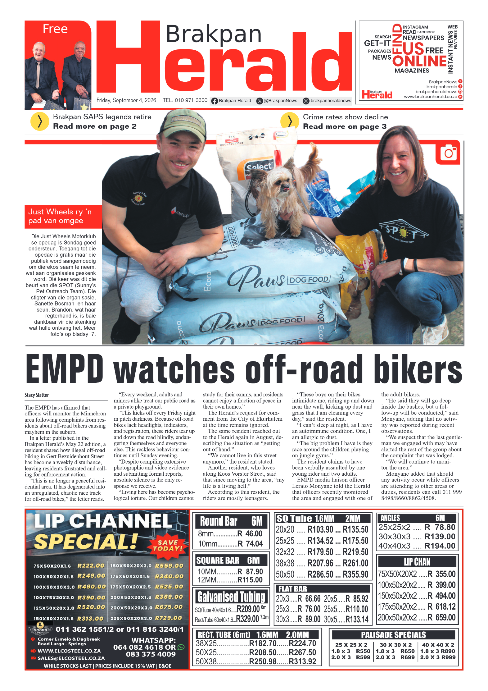 Brakpan Herald 4 September 2026 page 1