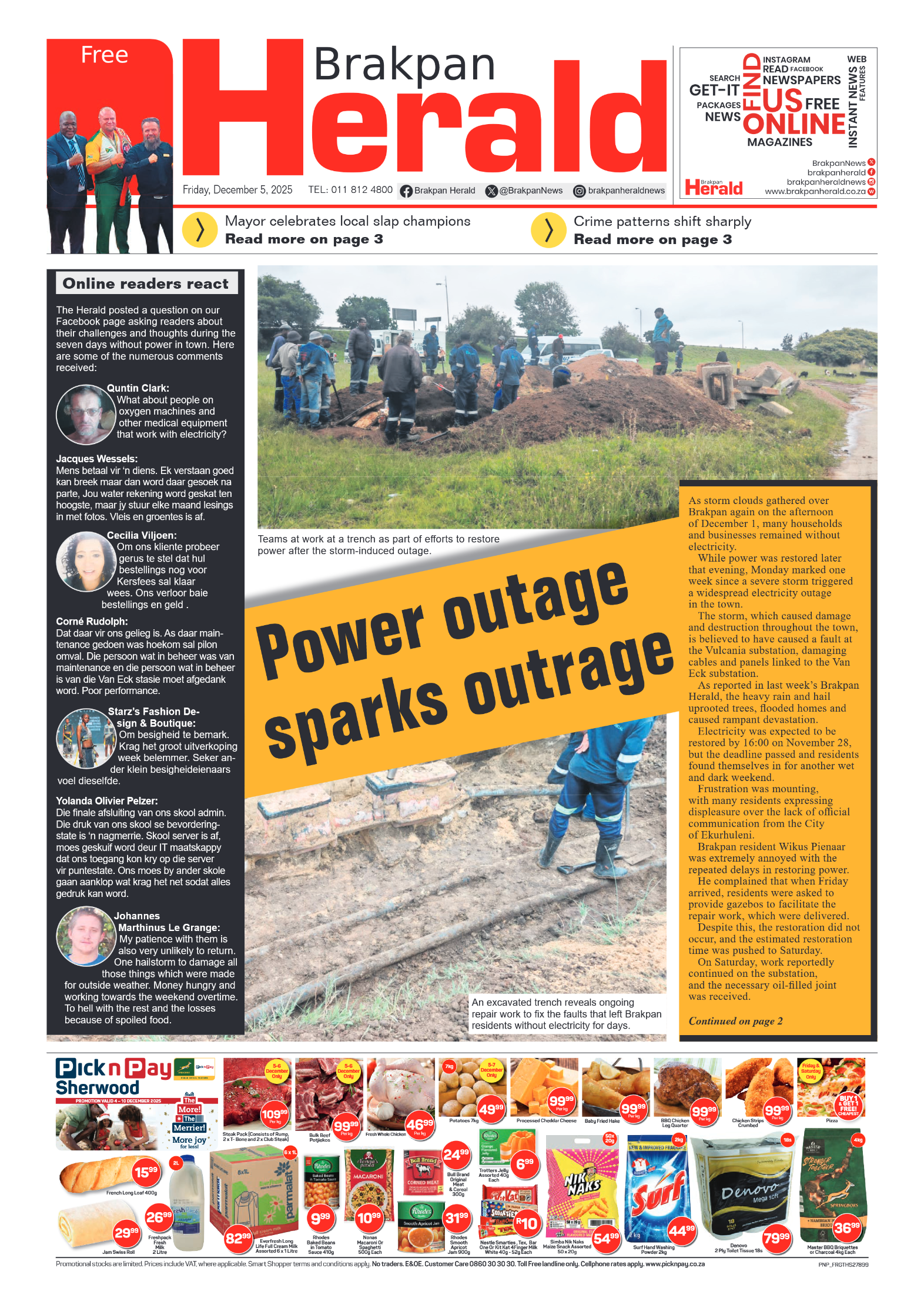 Brakpan Herald 5 December 2025 page 1