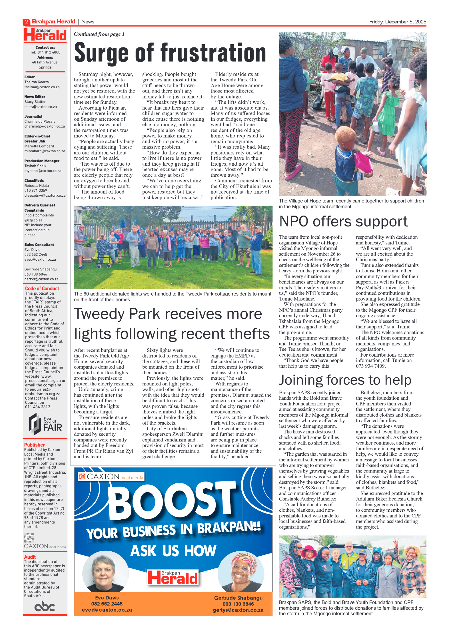 Brakpan Herald 5 December 2025 page 2