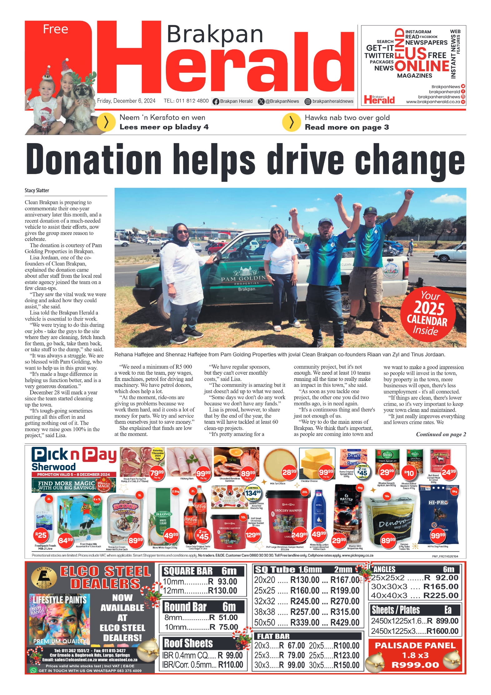 Brakpan Herald 6 December 2024 page 1