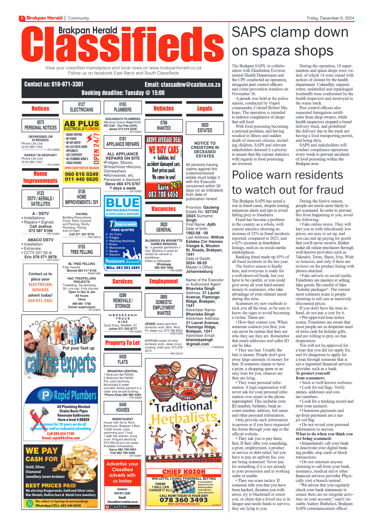 Brakpan Herald 6 December 2024 page 6