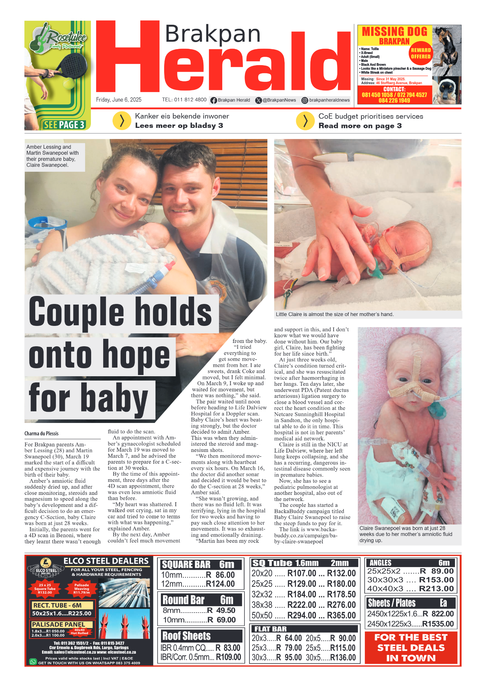 Brakpan Herald 6 June 2025 page 1