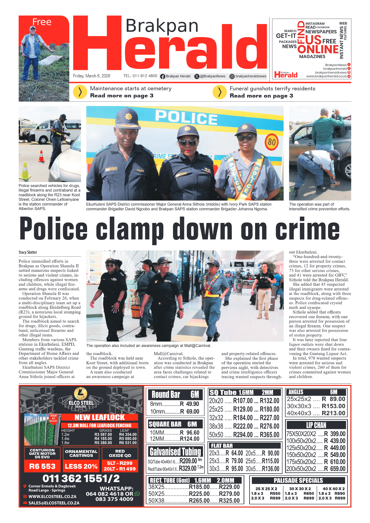 Brakpan Herald 6 March 2026 page 1