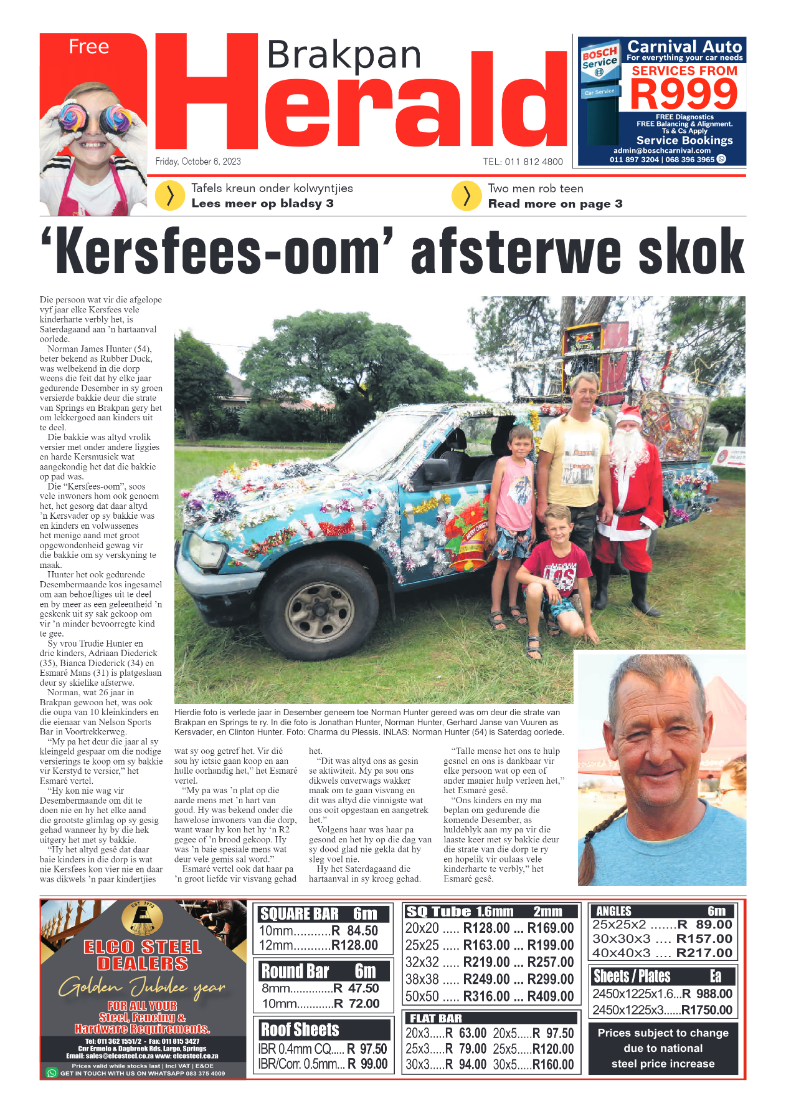 Brakpan Herald 6 October 2023 page 1