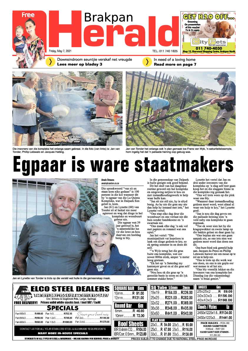 Brakpan Herald 7 May 2021 page 1