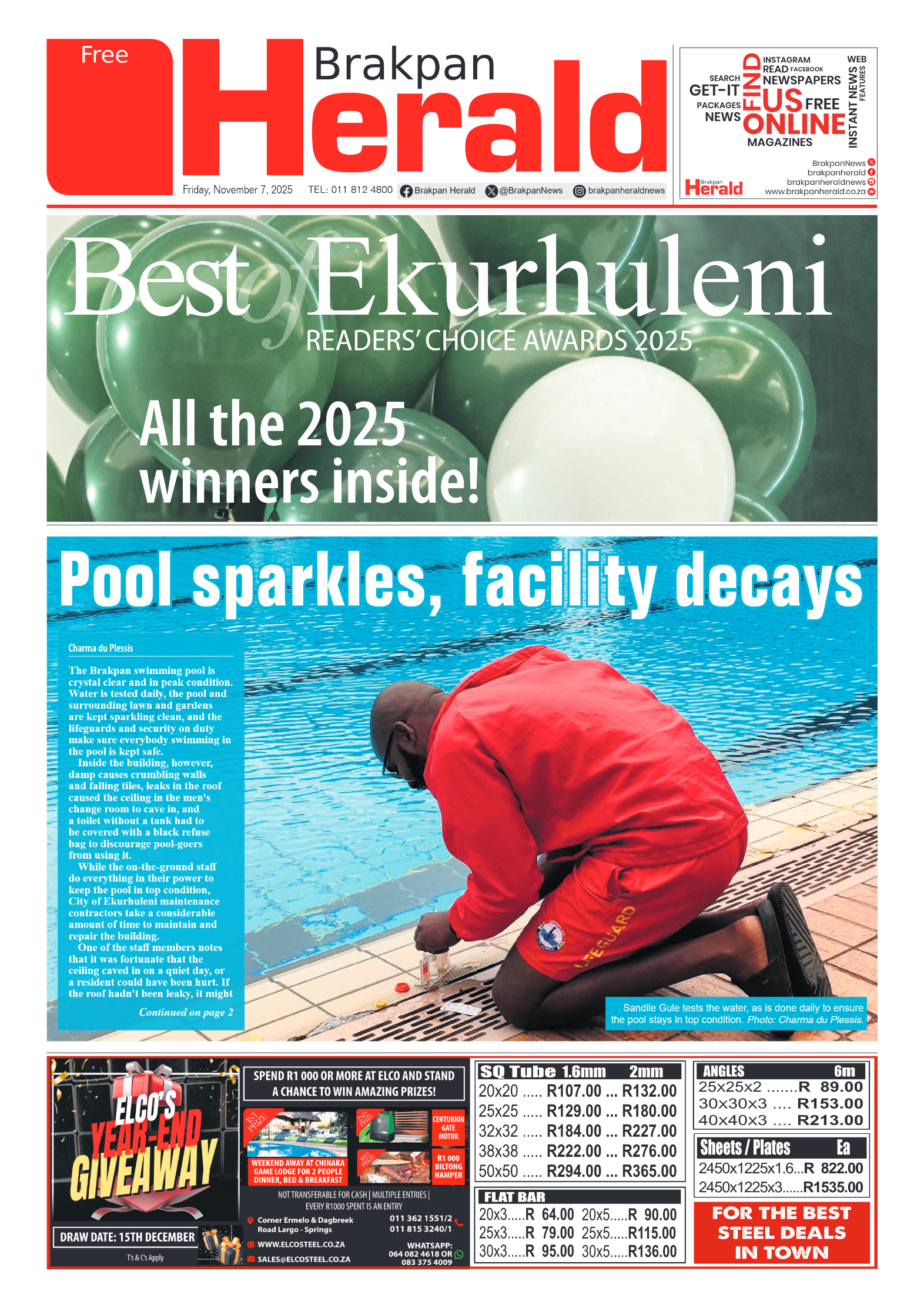 Brakpan Herald 7 November 2025 page 1