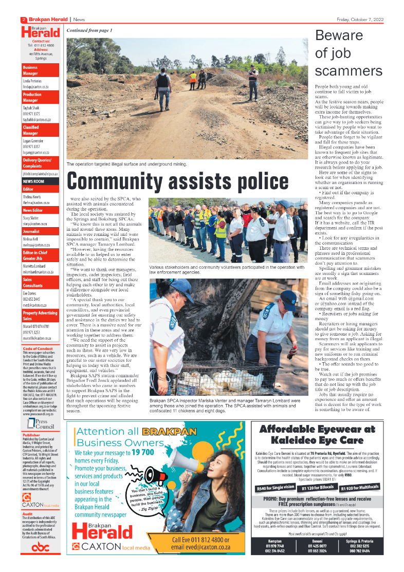 Brakpan Herald 7 Oct 2022 page 2
