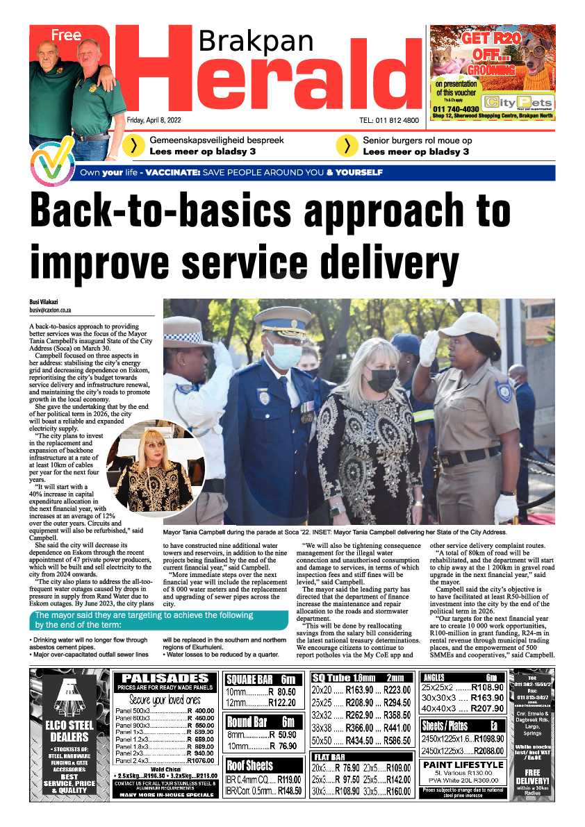 Brakpan Herald 8 April 2022 page 1